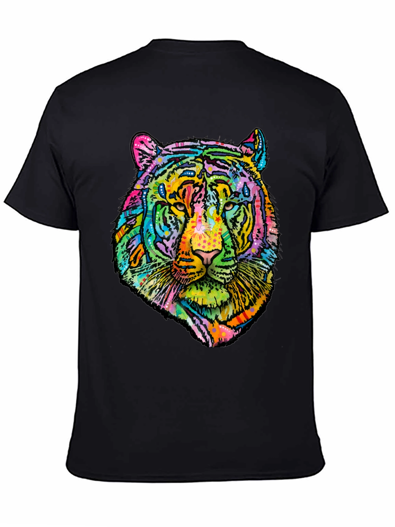 Vibrant Tiger Graphic Mens Black T-Shirt