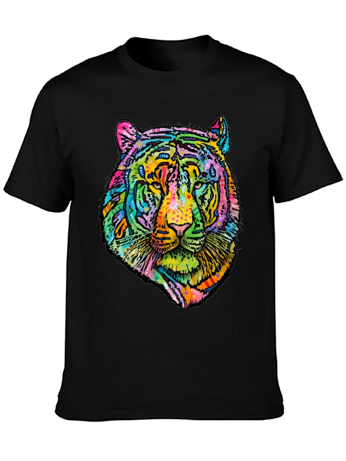 Vibrant Tiger Graphic Mens Black T-Shirt