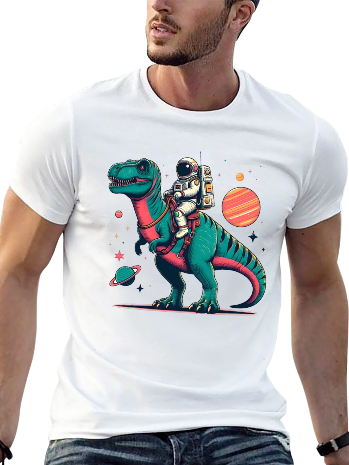 Dino Astronaut Black T-Shirt