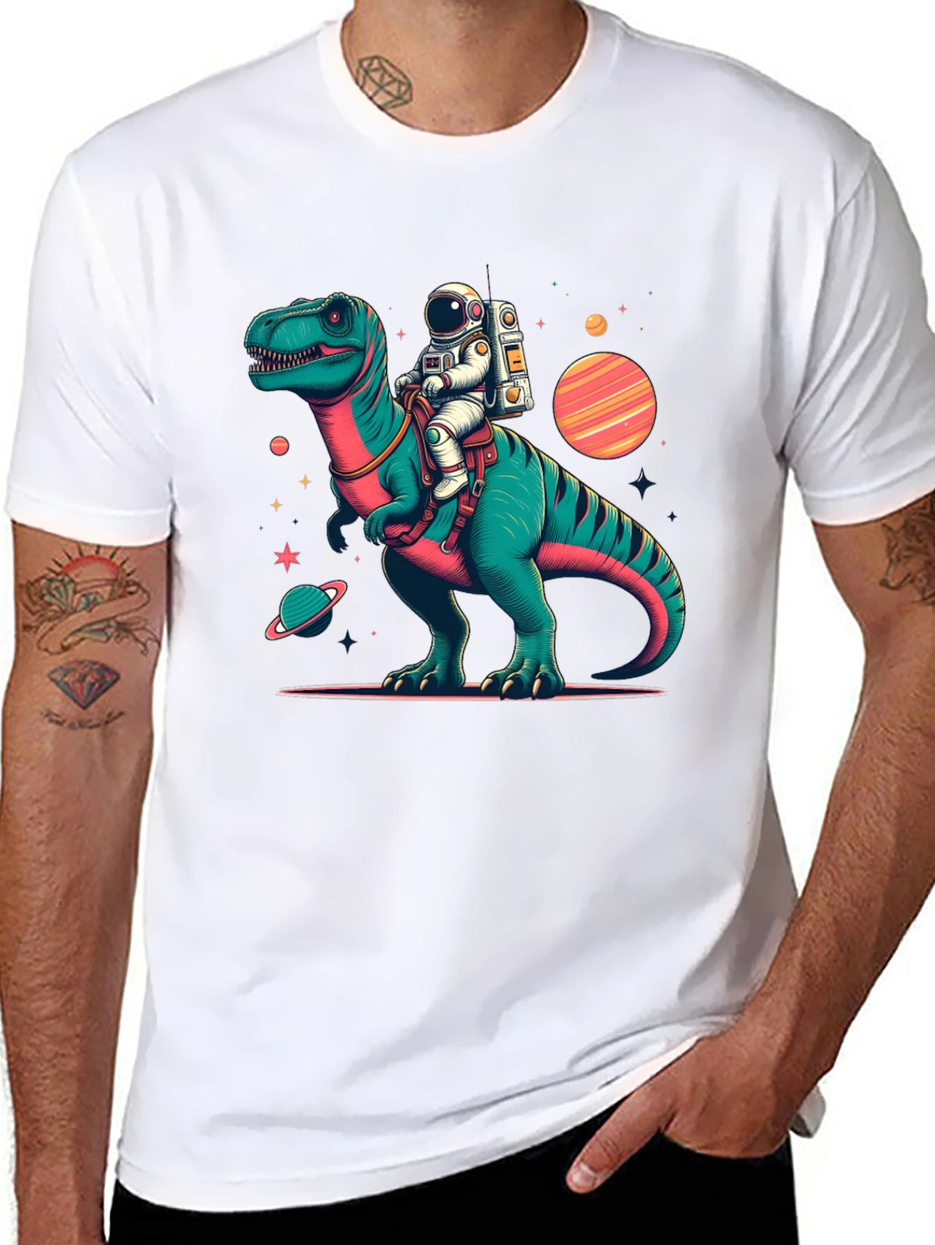 Dino Astronaut Black T-Shirt