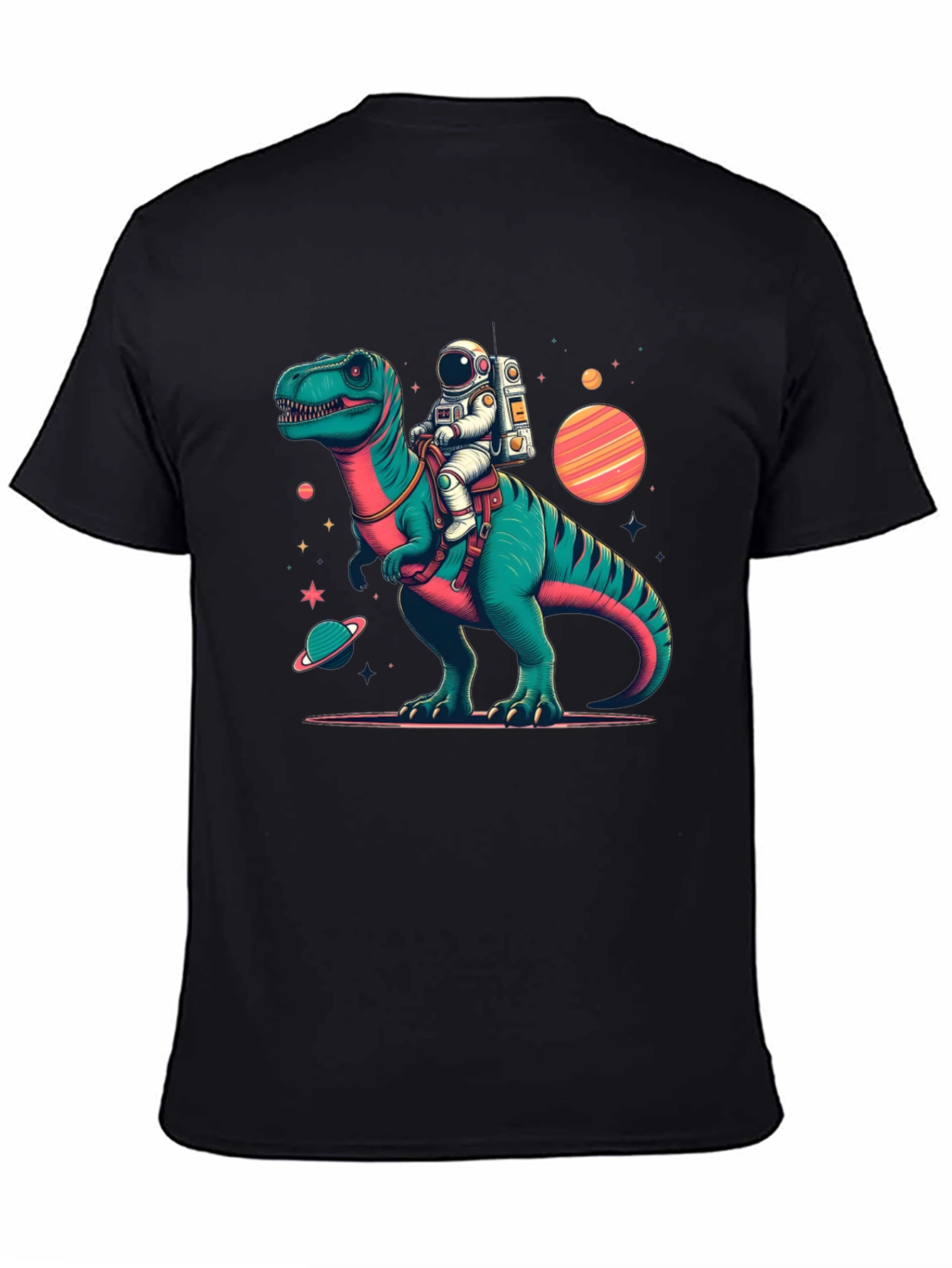 Dino Astronaut Black T-Shirt