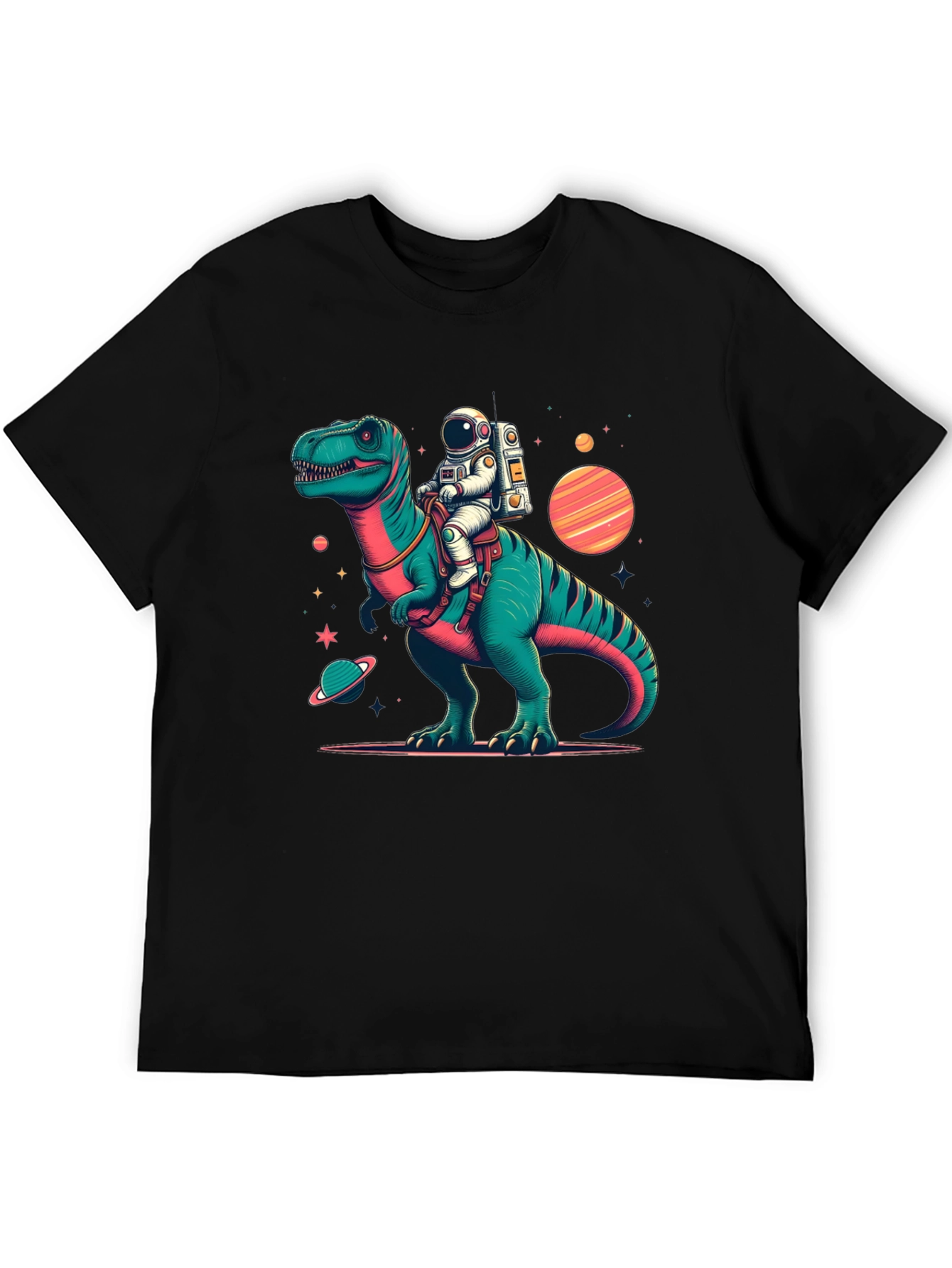 Dino Astronaut Black T-Shirt