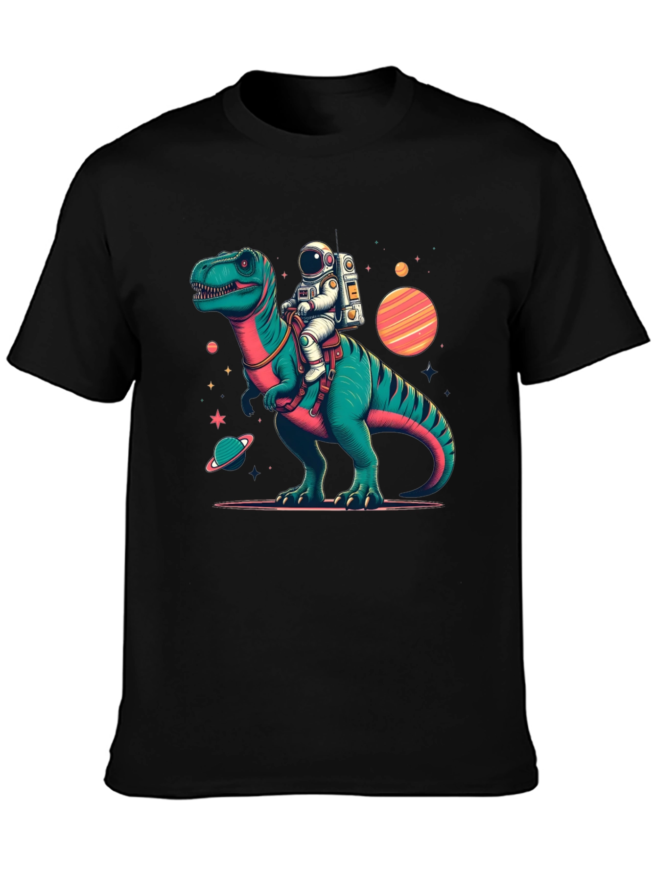Dino Astronaut Black T-Shirt
