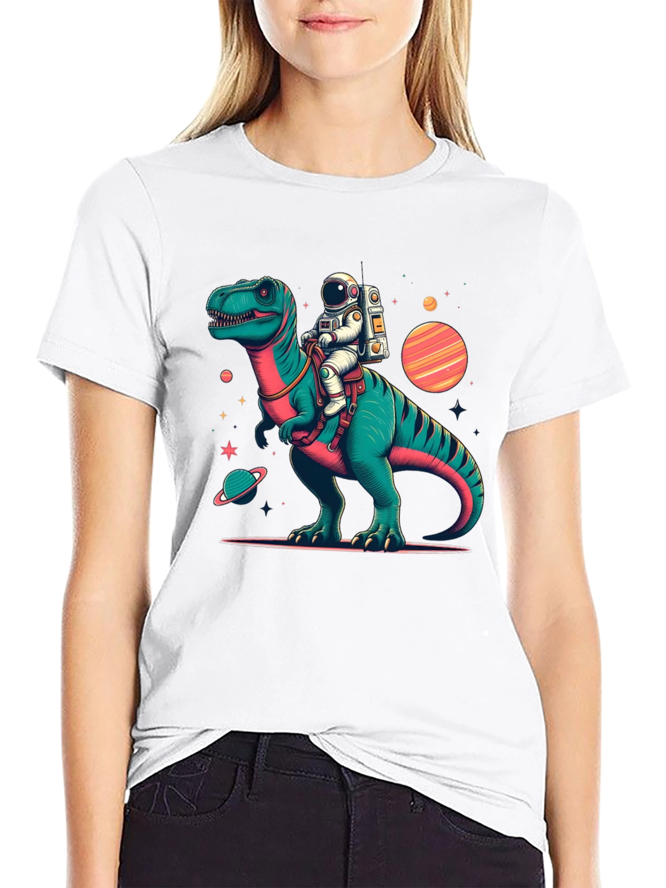 Dino Astronaut Black T-Shirt