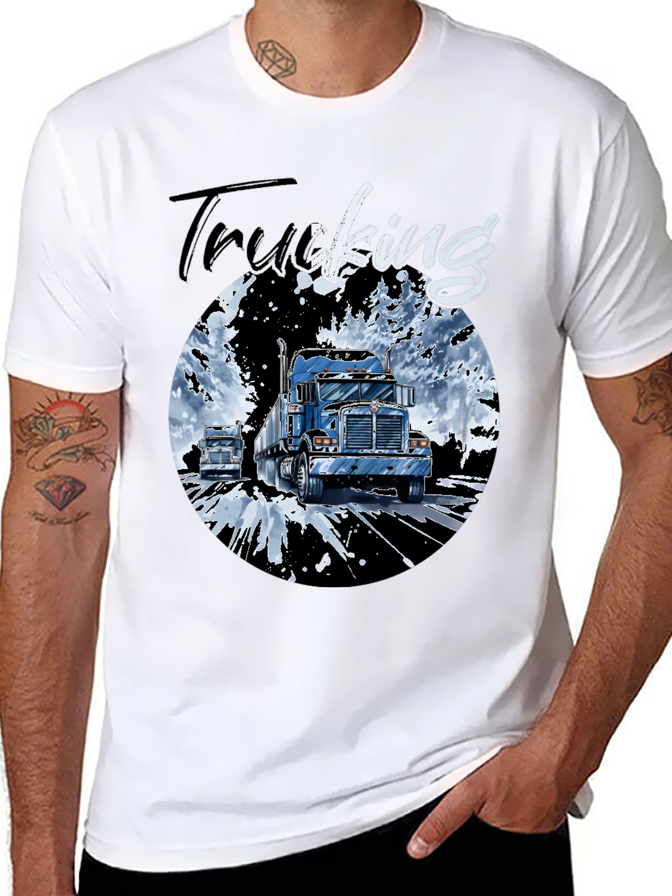 Trucking Graphic T-Shirt - Black