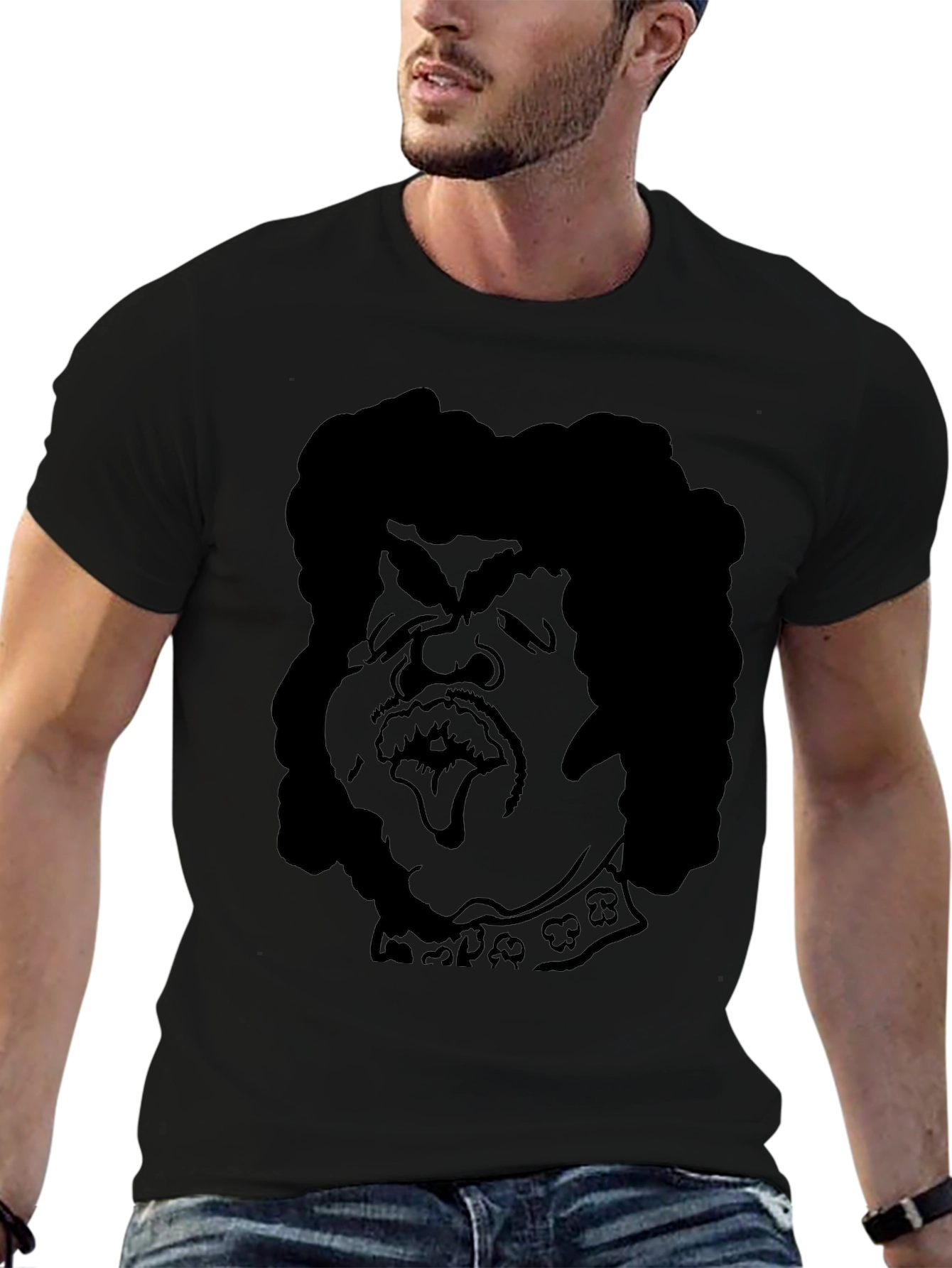 Humorous Cartoon Silhouette Black T-Shirt