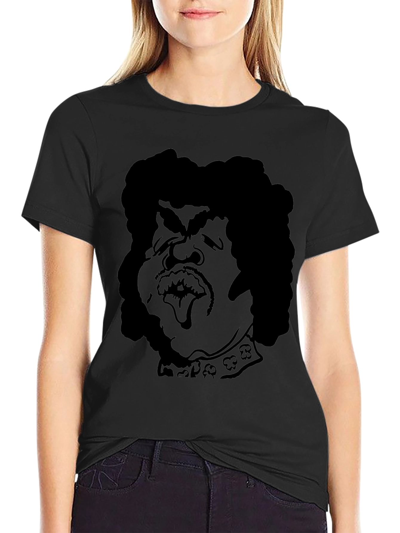 Humorous Cartoon Silhouette Black T-Shirt