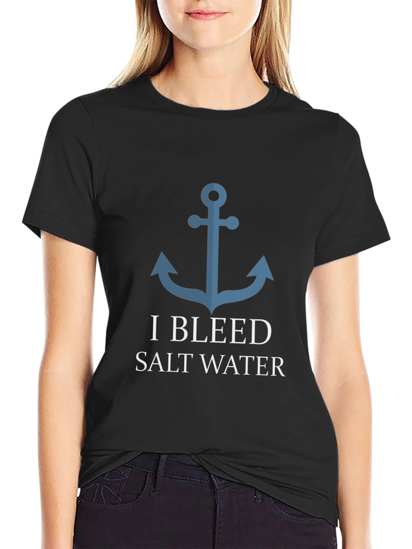 I Bleed Saltwater Anchor Graphic T-Shirt