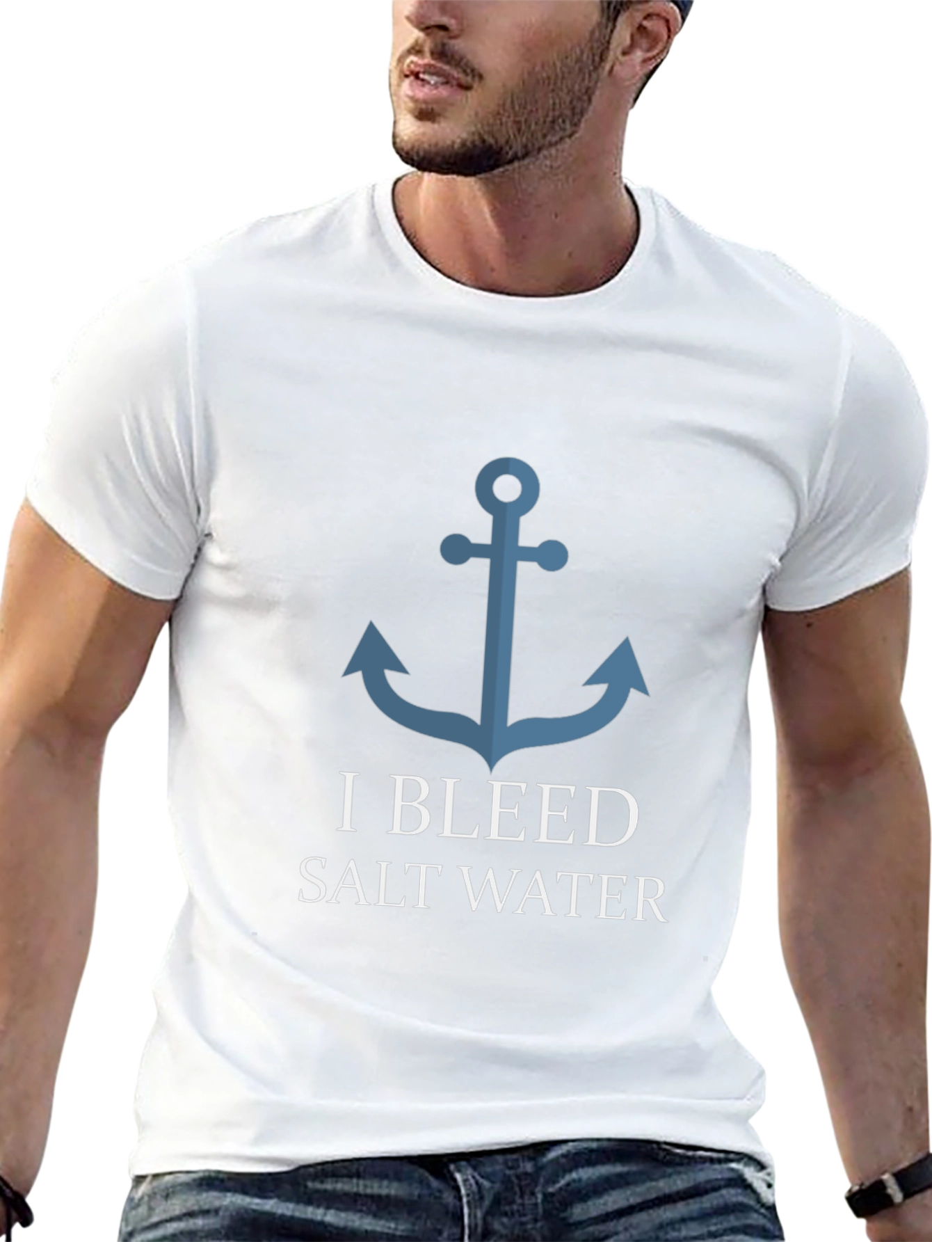 I Bleed Saltwater Anchor Graphic T-Shirt