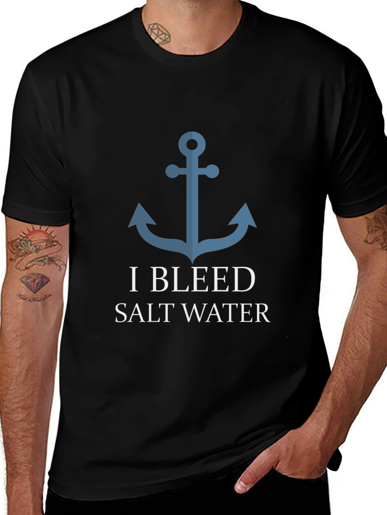I Bleed Saltwater Anchor Graphic T-Shirt