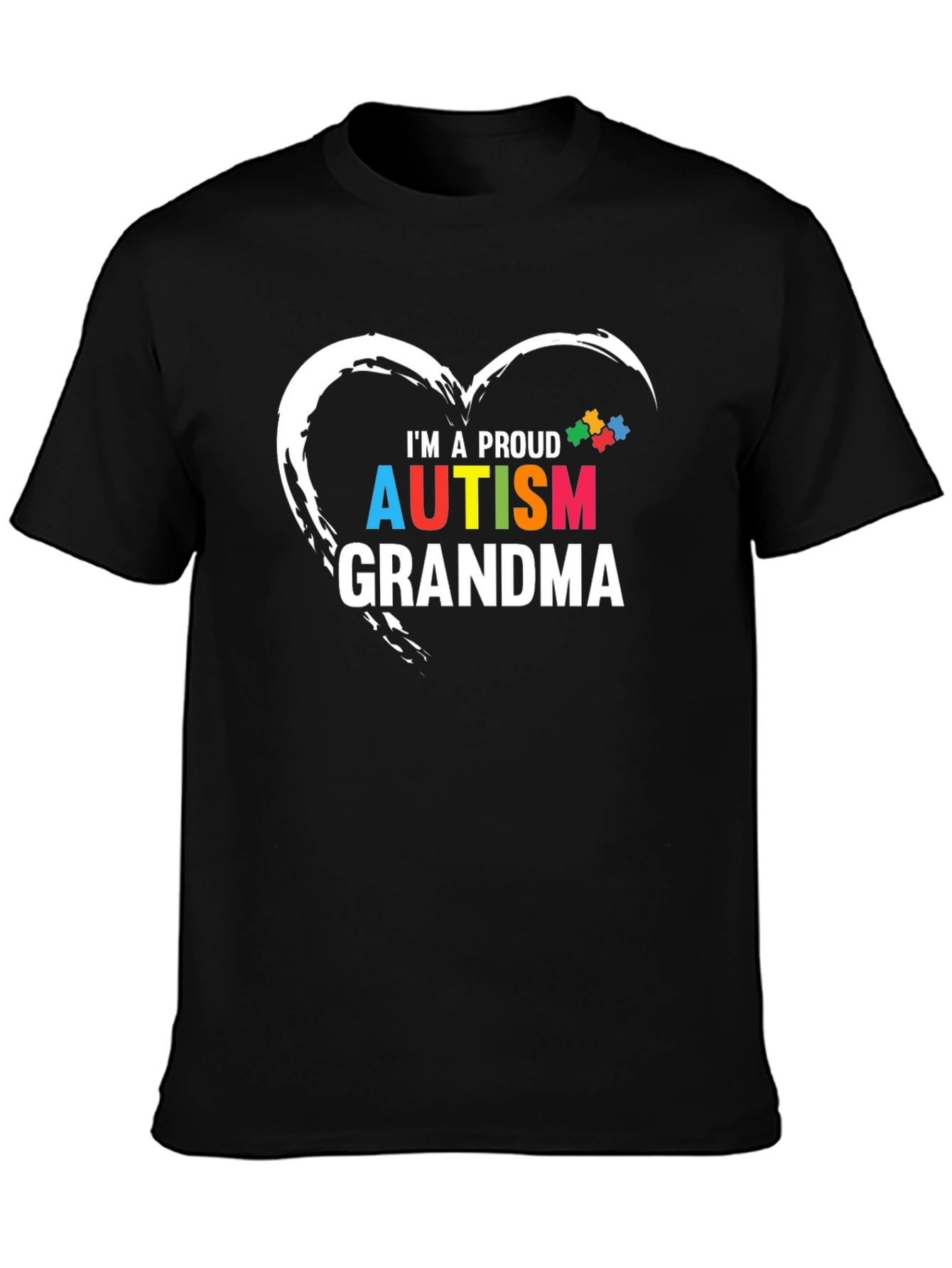 Proud Autism Grandma T-Shirt Puzzle Heart Design