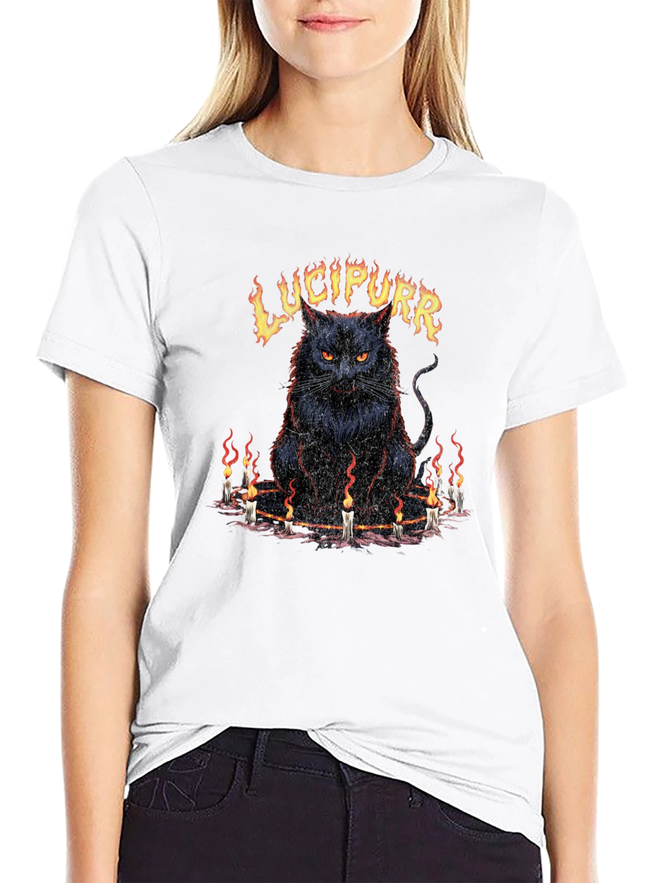 Lucipurr Graphic Tee - Dark Cat Design