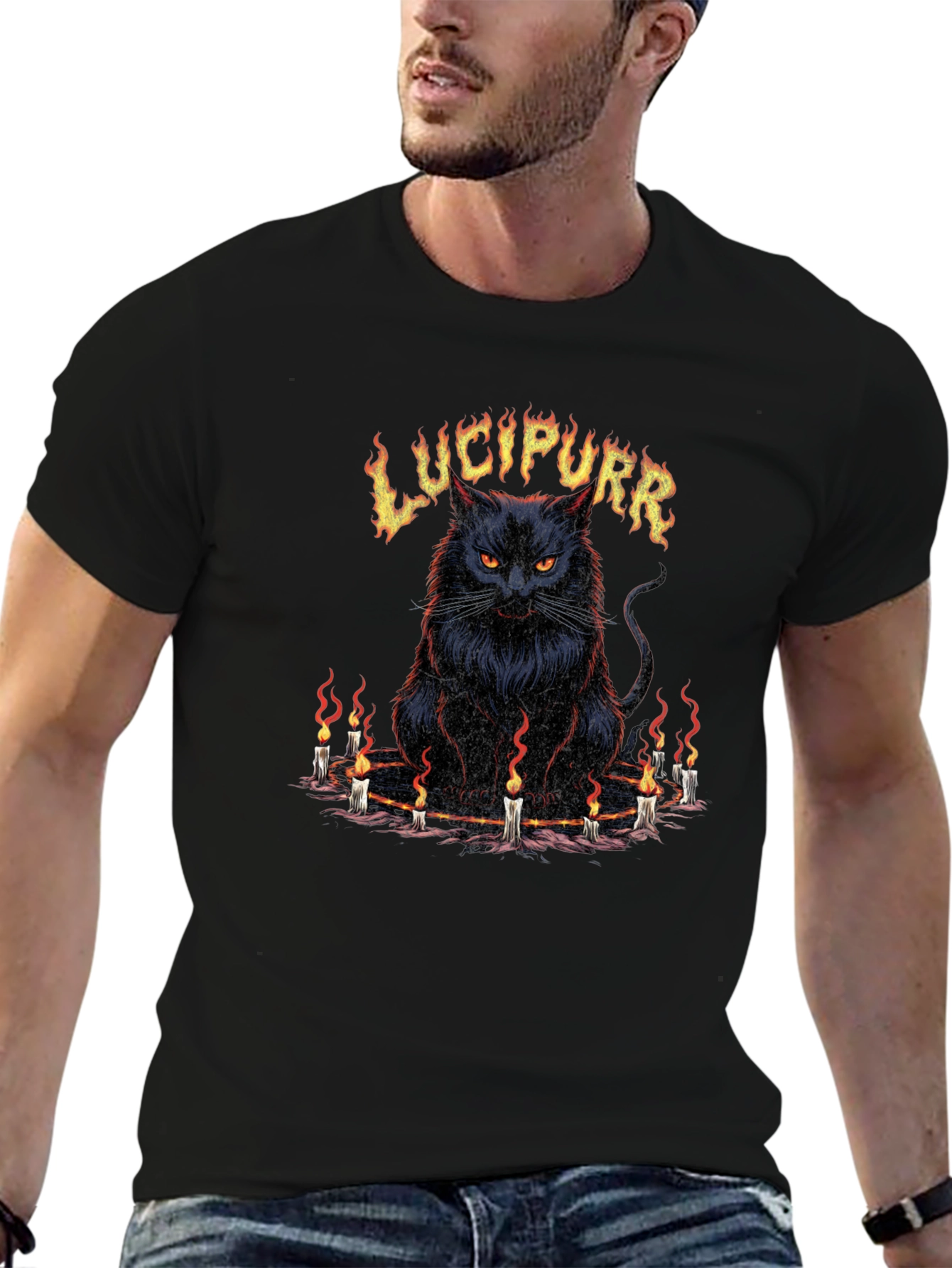 Lucipurr Graphic Tee - Dark Cat Design