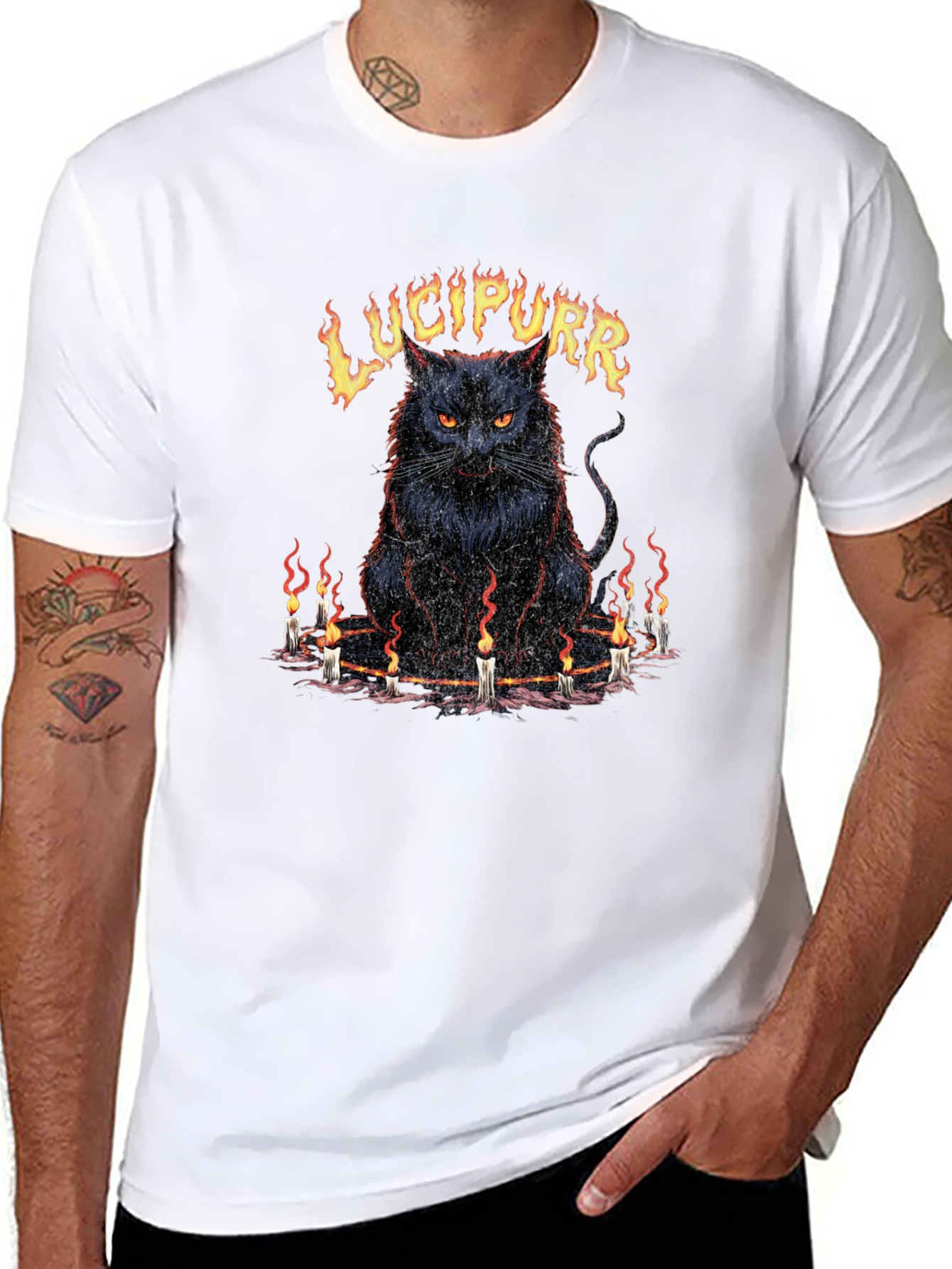 Lucipurr Graphic Tee - Dark Cat Design