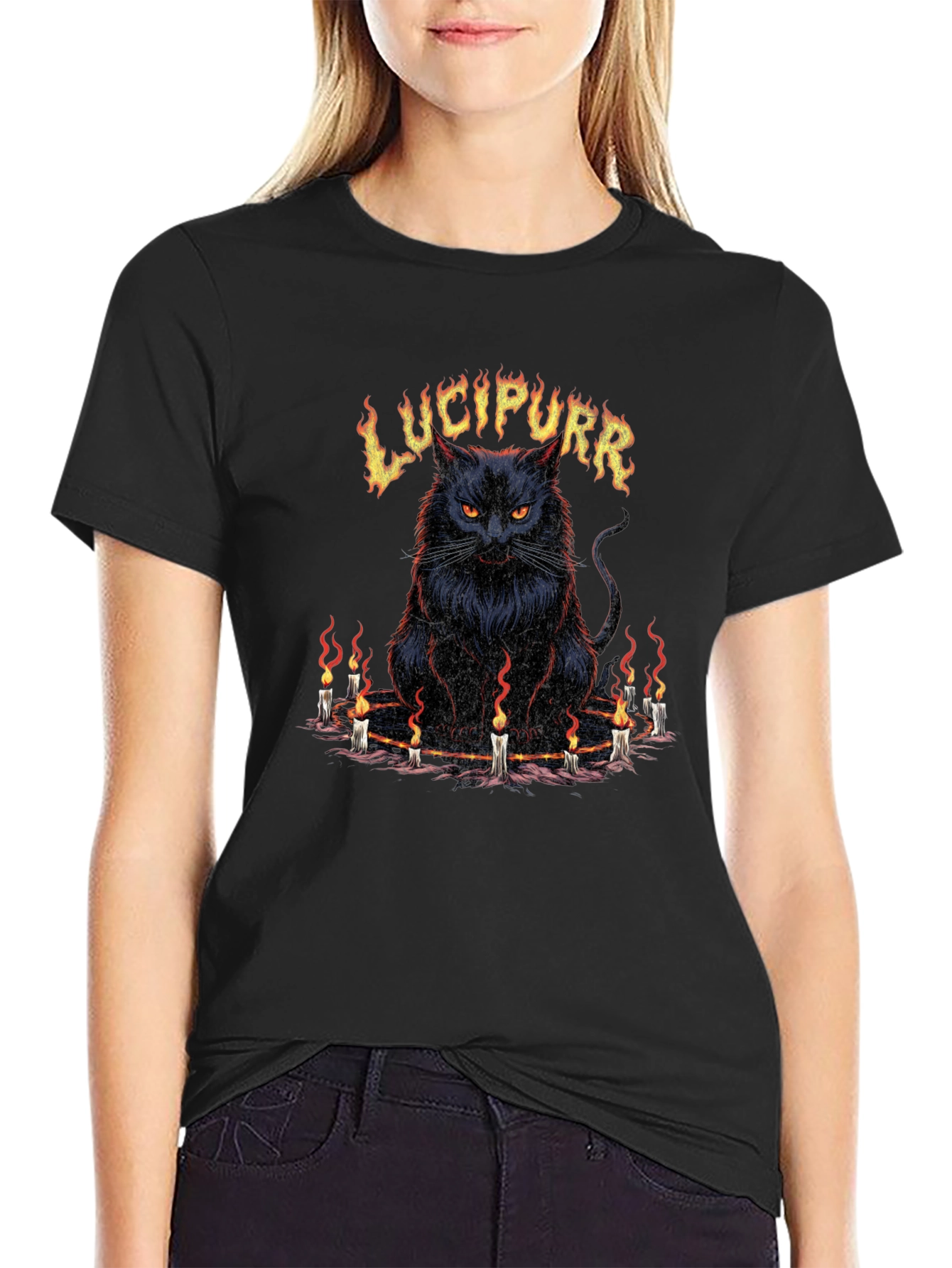 Lucipurr Graphic Tee - Dark Cat Design