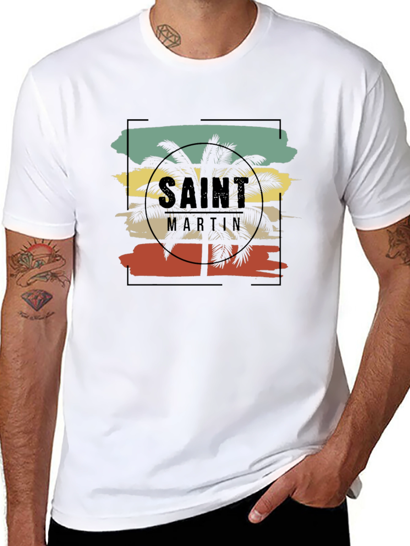 Saint Martin Palm Tree Graphic T-Shirt