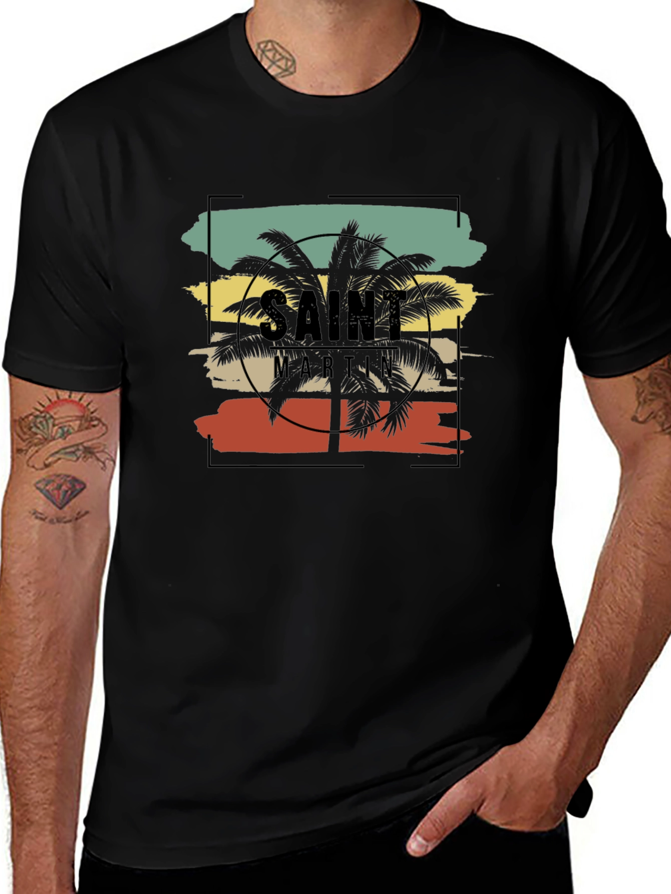 Saint Martin Palm Tree Graphic T-Shirt