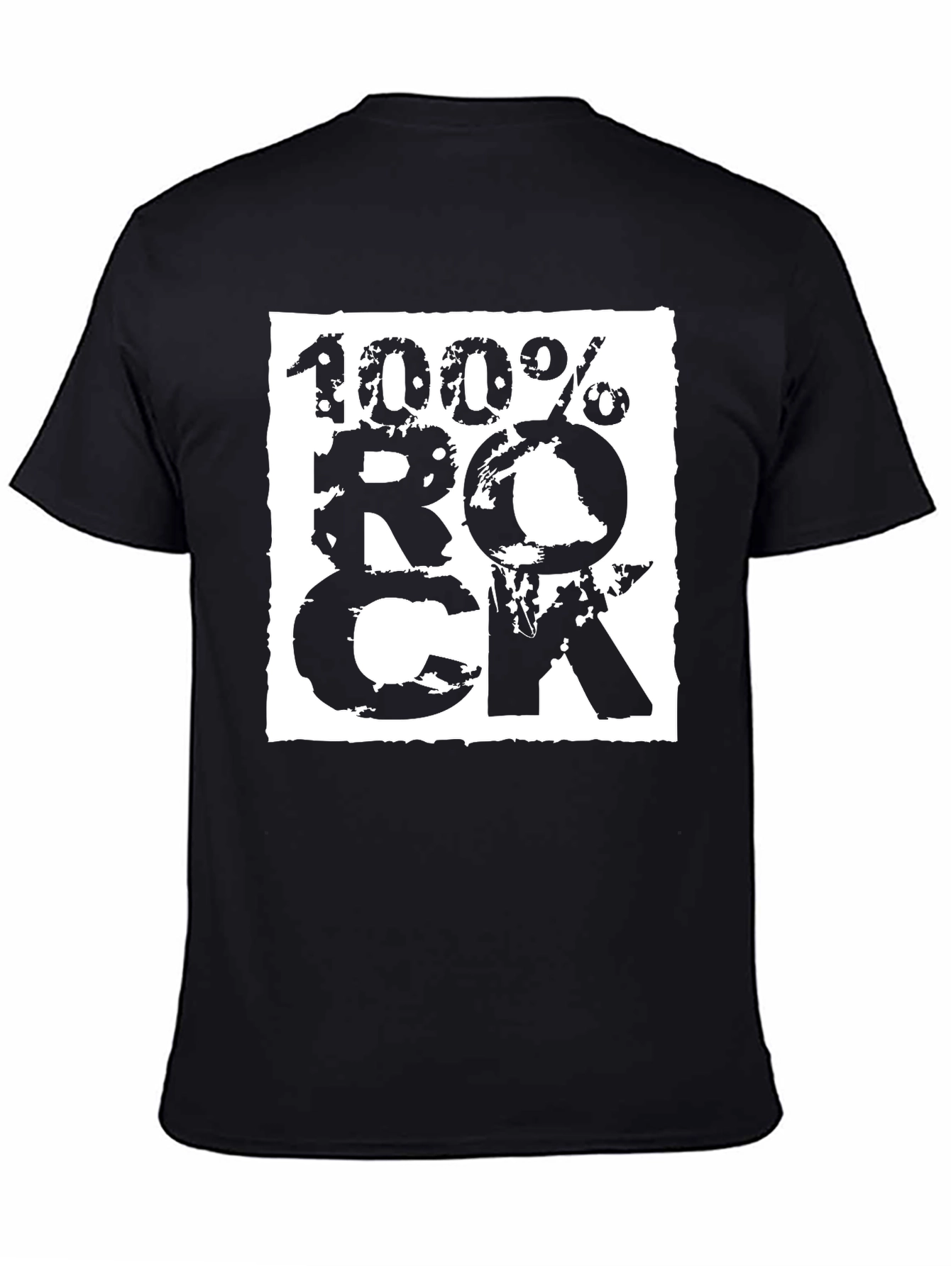 100% Rock Graphic Print Black T-Shirt