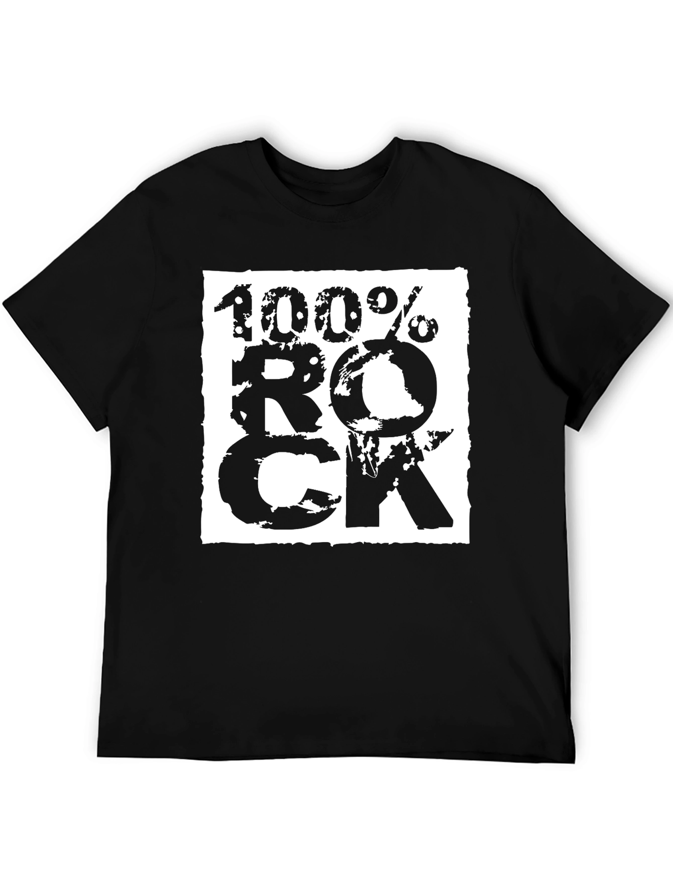 100% Rock Graphic Print Black T-Shirt