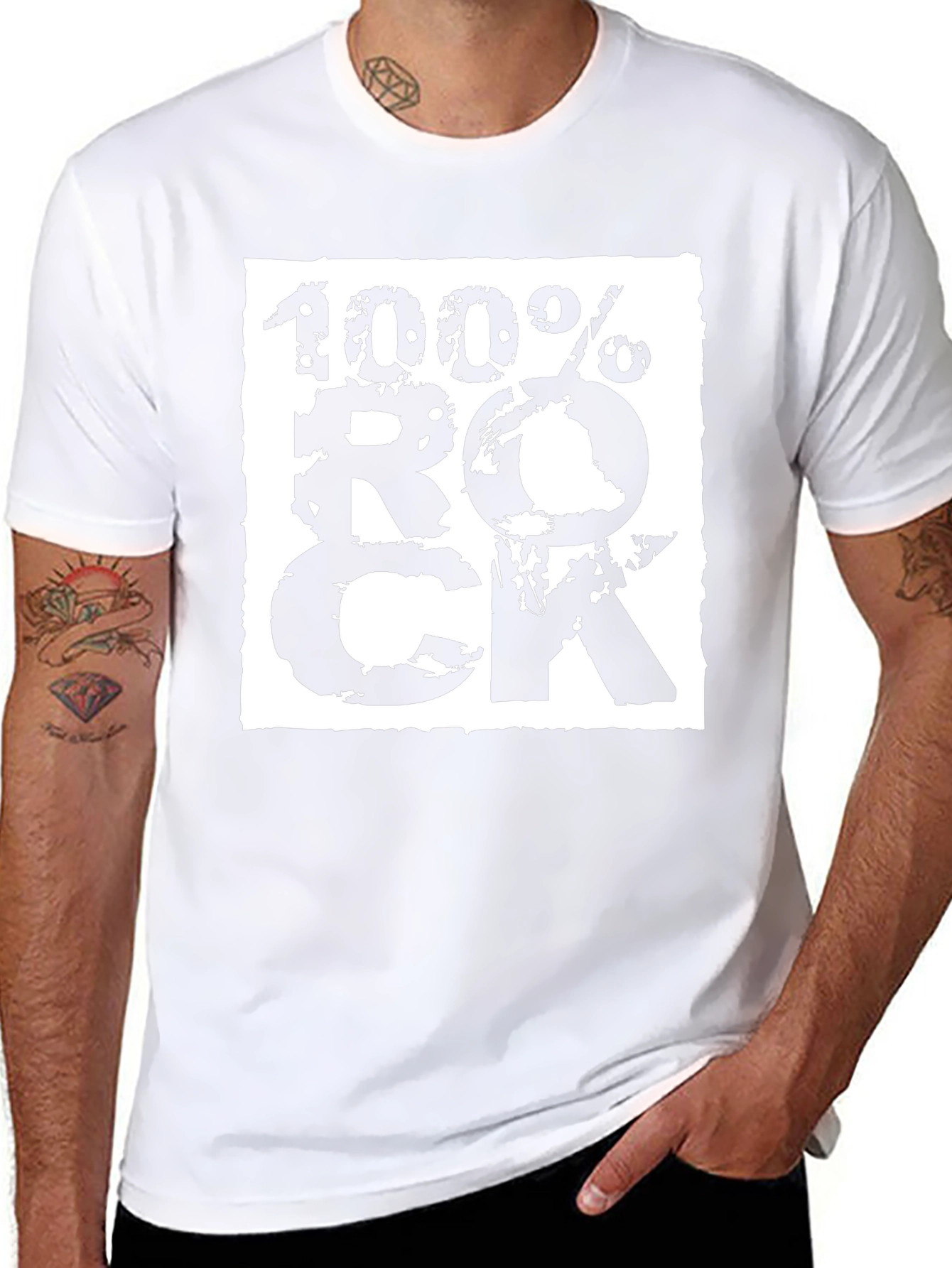 100% Rock Graphic Print Black T-Shirt