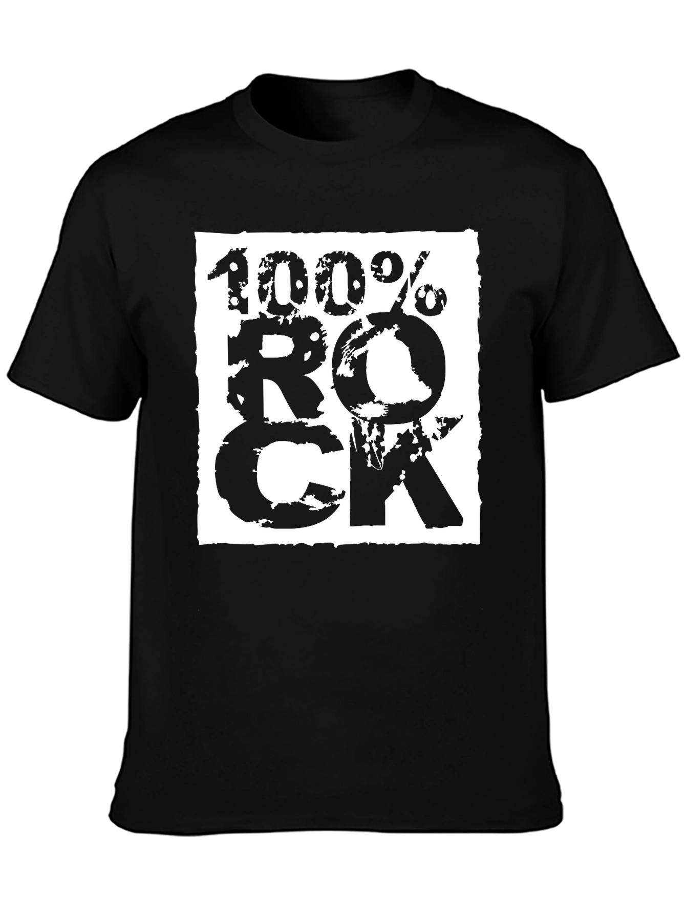 100% Rock Graphic Print Black T-Shirt