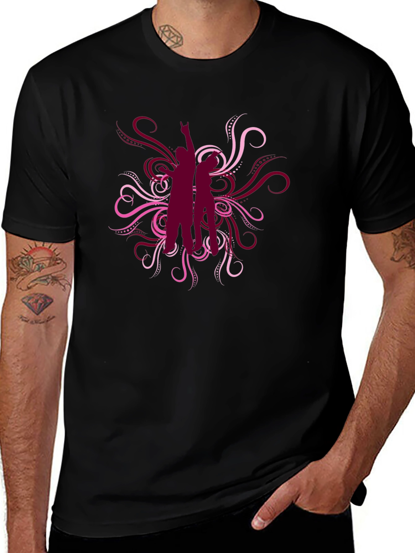 Stylish Black T-Shirt with Rocker Graphic