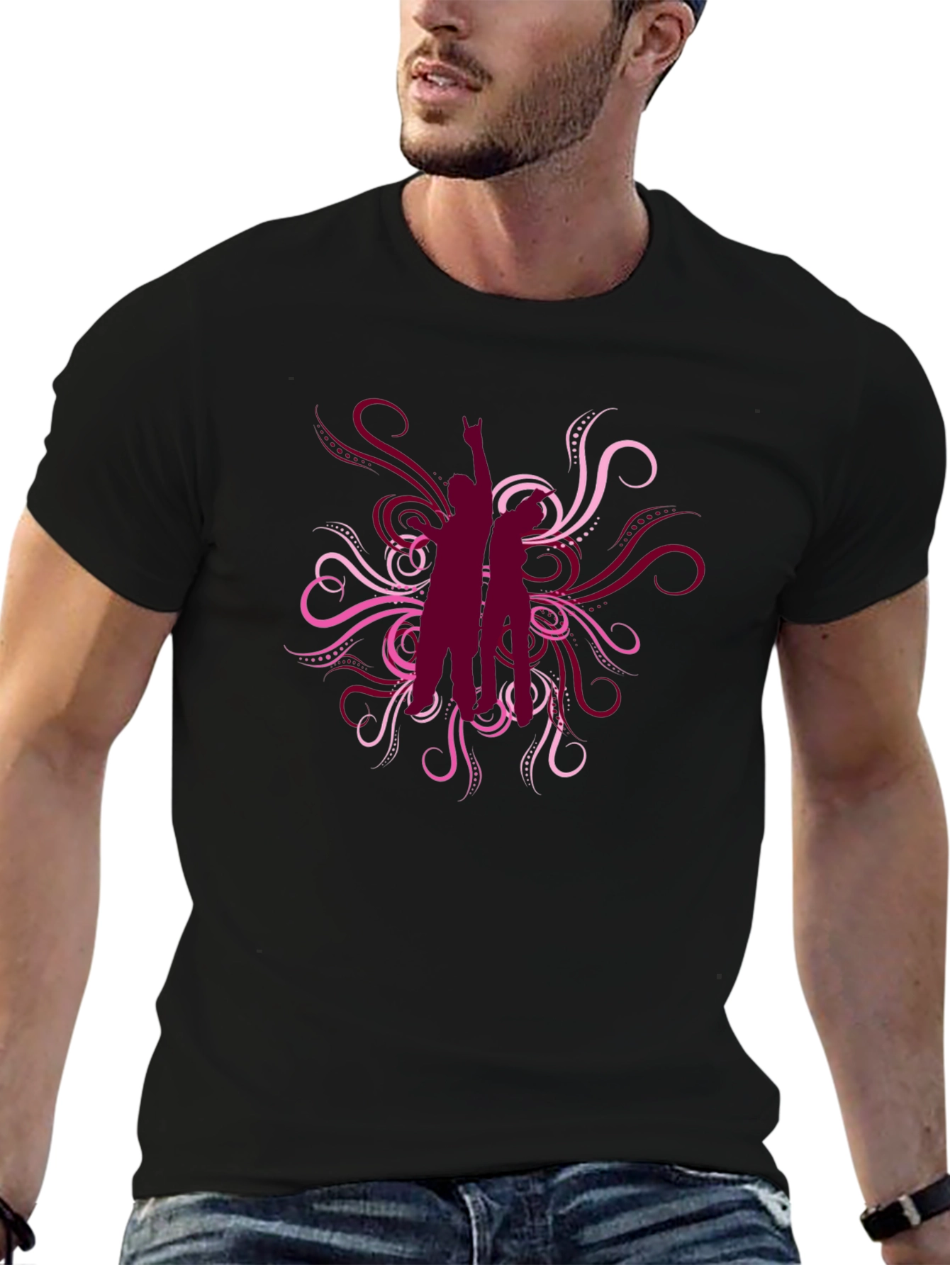 Stylish Black T-Shirt with Rocker Graphic