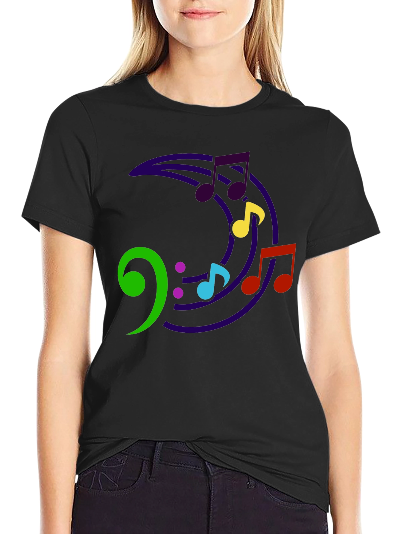 Music Note Crescent Moon Graphic T-Shirt