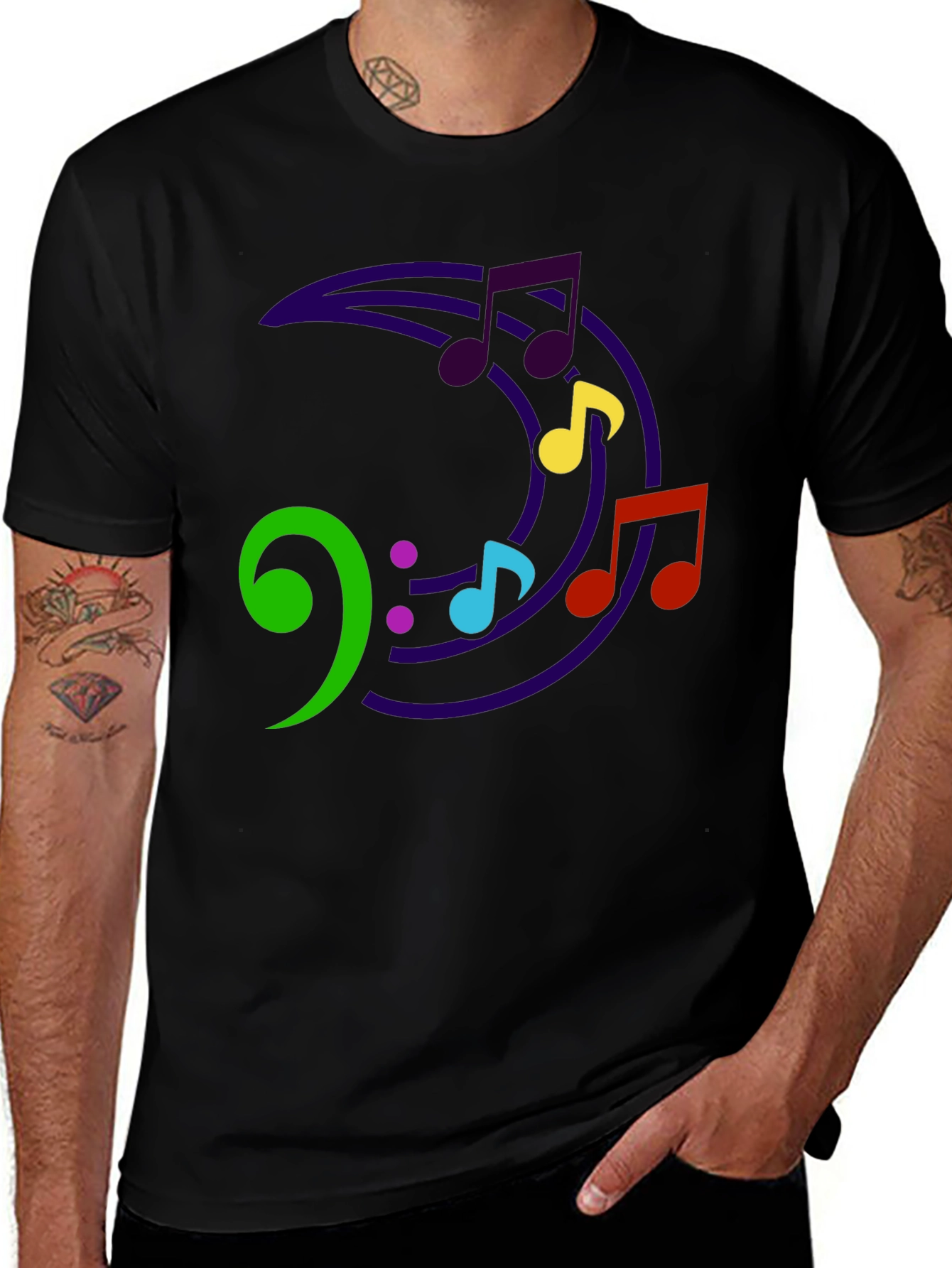 Music Note Crescent Moon Graphic T-Shirt