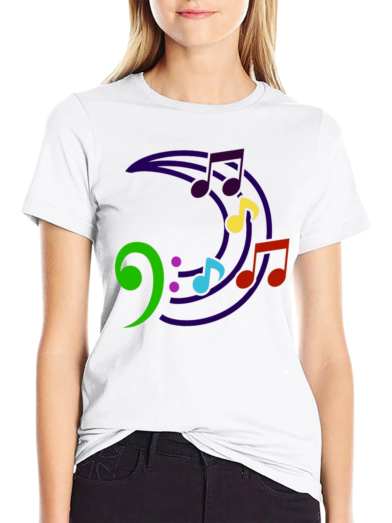 Music Note Crescent Moon Graphic T-Shirt