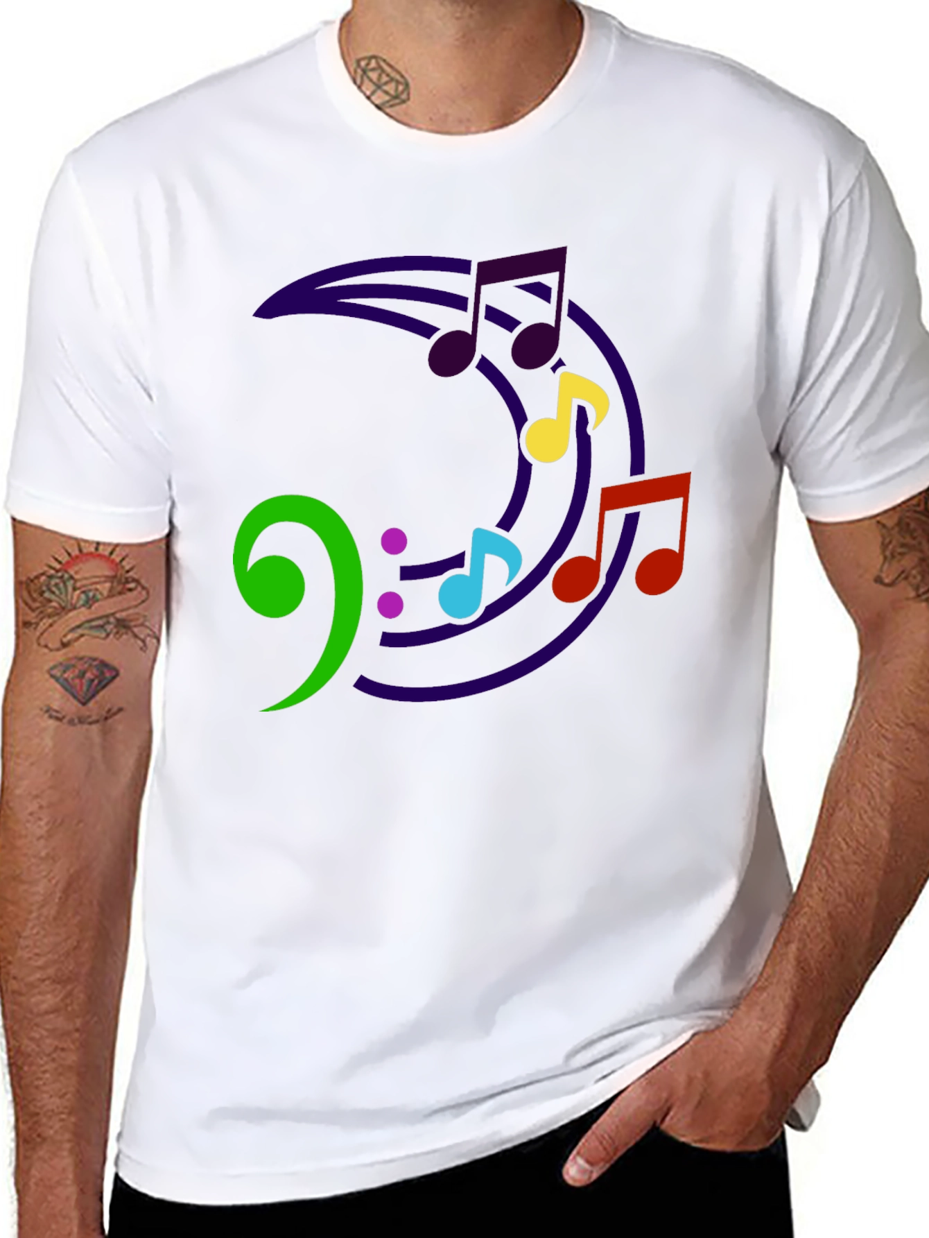 Music Note Crescent Moon Graphic T-Shirt