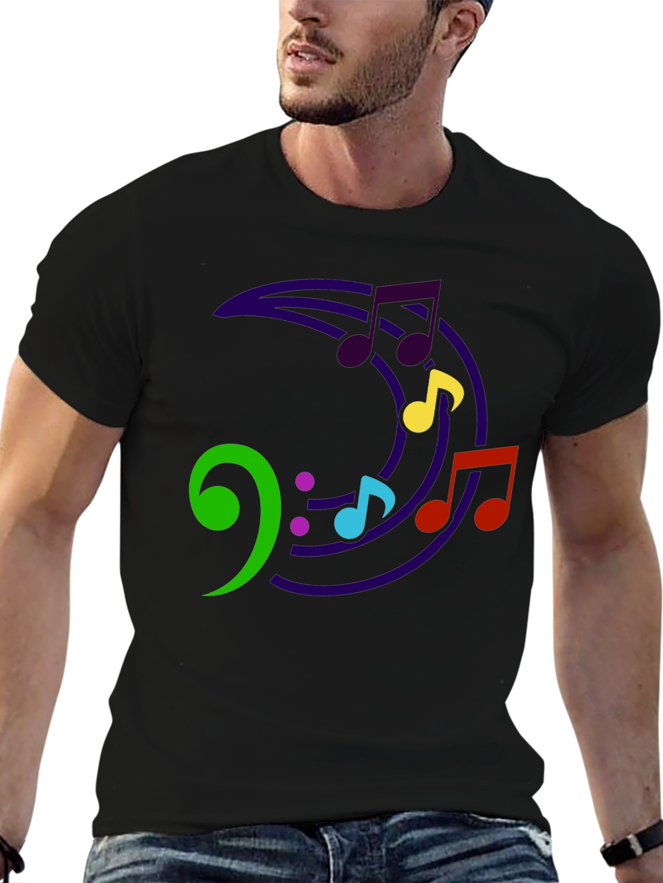 Music Note Crescent Moon Graphic T-Shirt