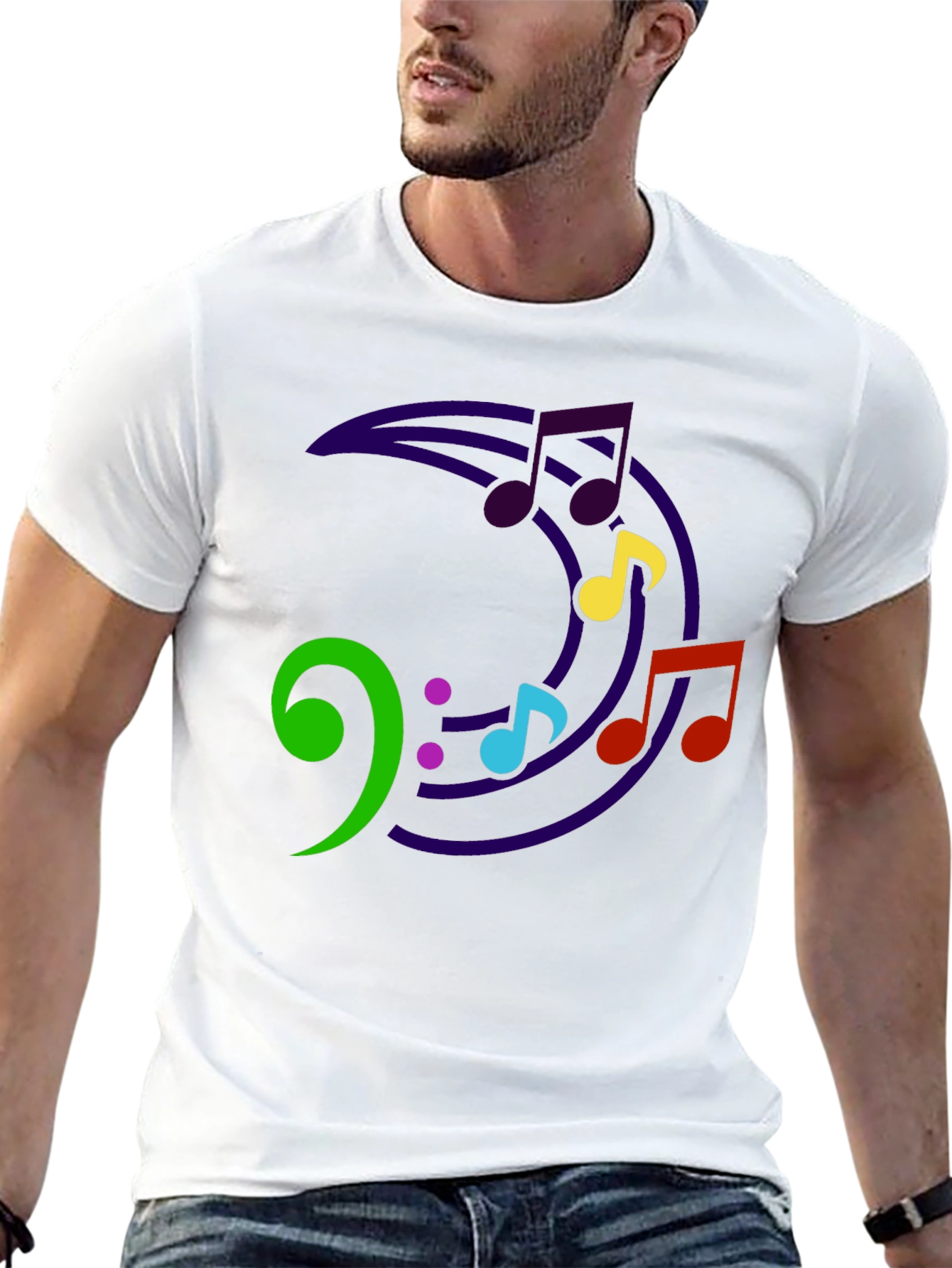 Music Note Crescent Moon Graphic T-Shirt