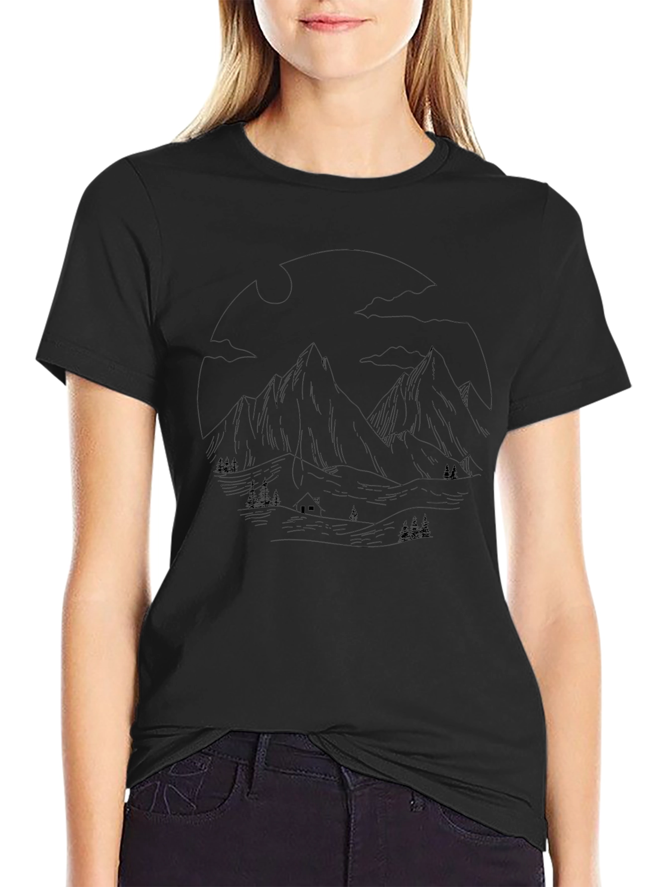 Mountain Scene Graphic Tee - Nature Lovers T-Shirt