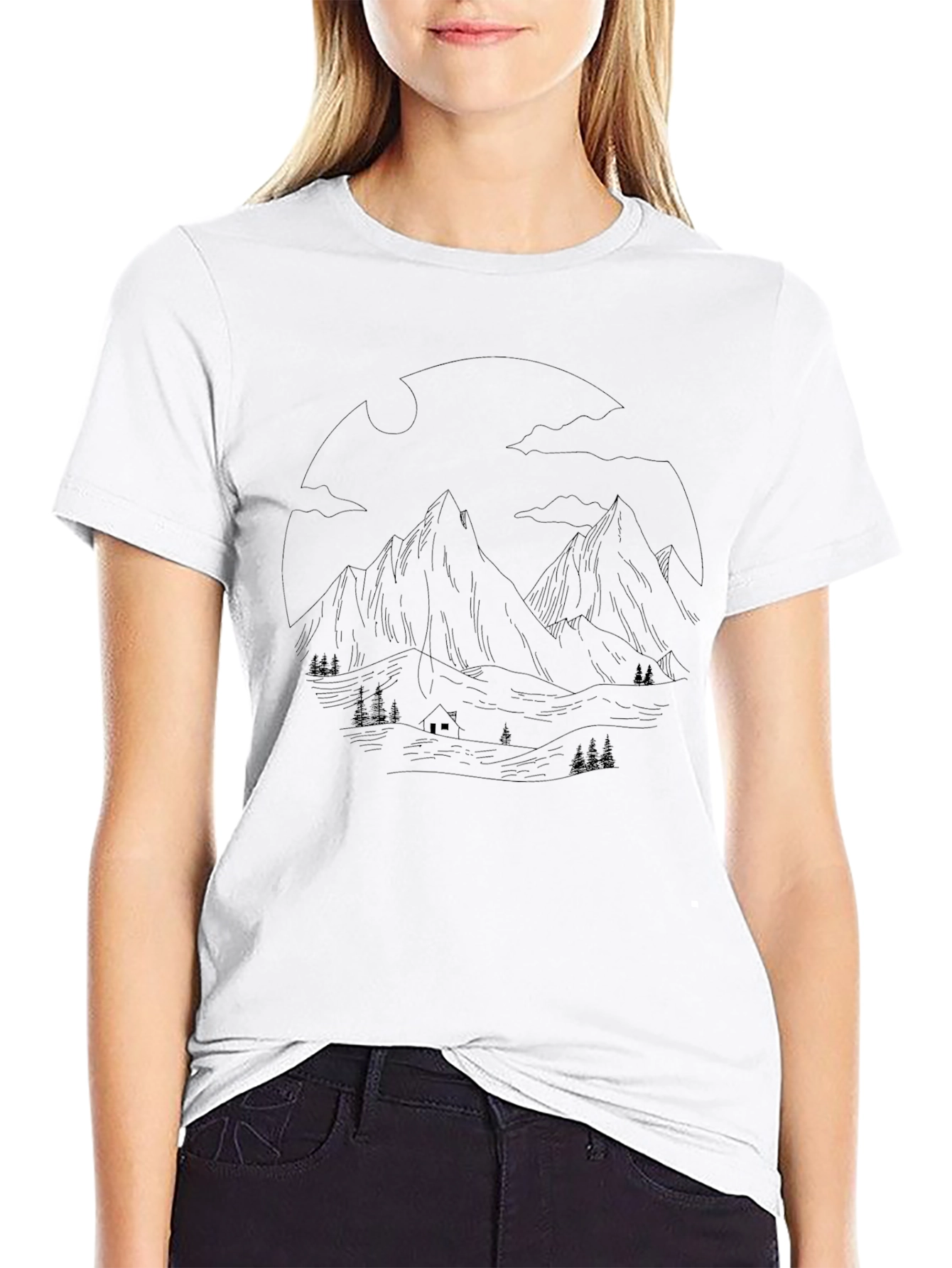 Mountain Scene Graphic Tee - Nature Lovers T-Shirt