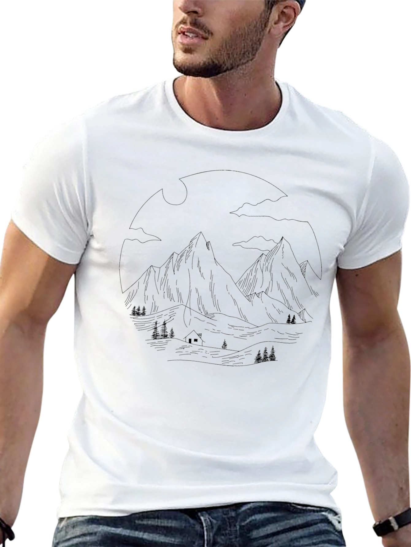 Mountain Scene Graphic Tee - Nature Lovers T-Shirt