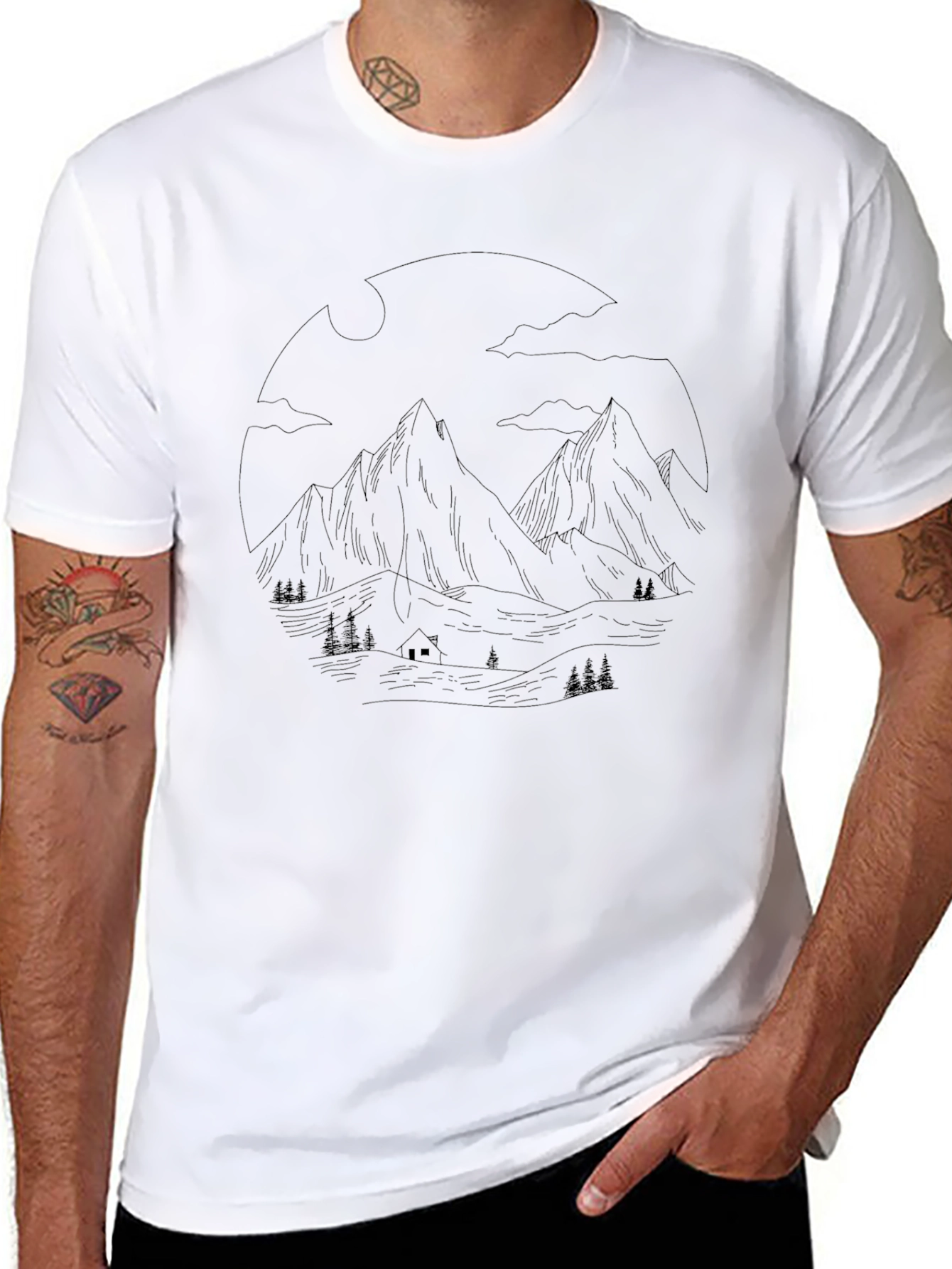 Mountain Scene Graphic Tee - Nature Lovers T-Shirt