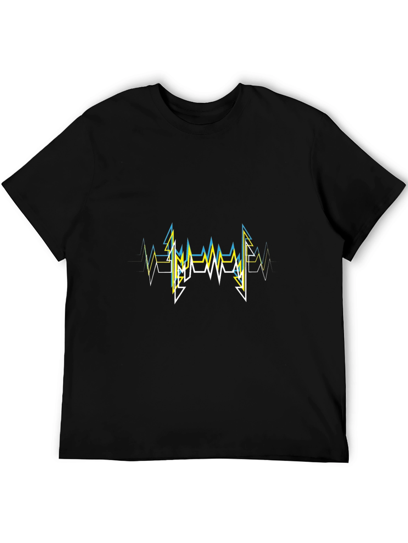Geometric Heartbeat Graphic Tee - Black
