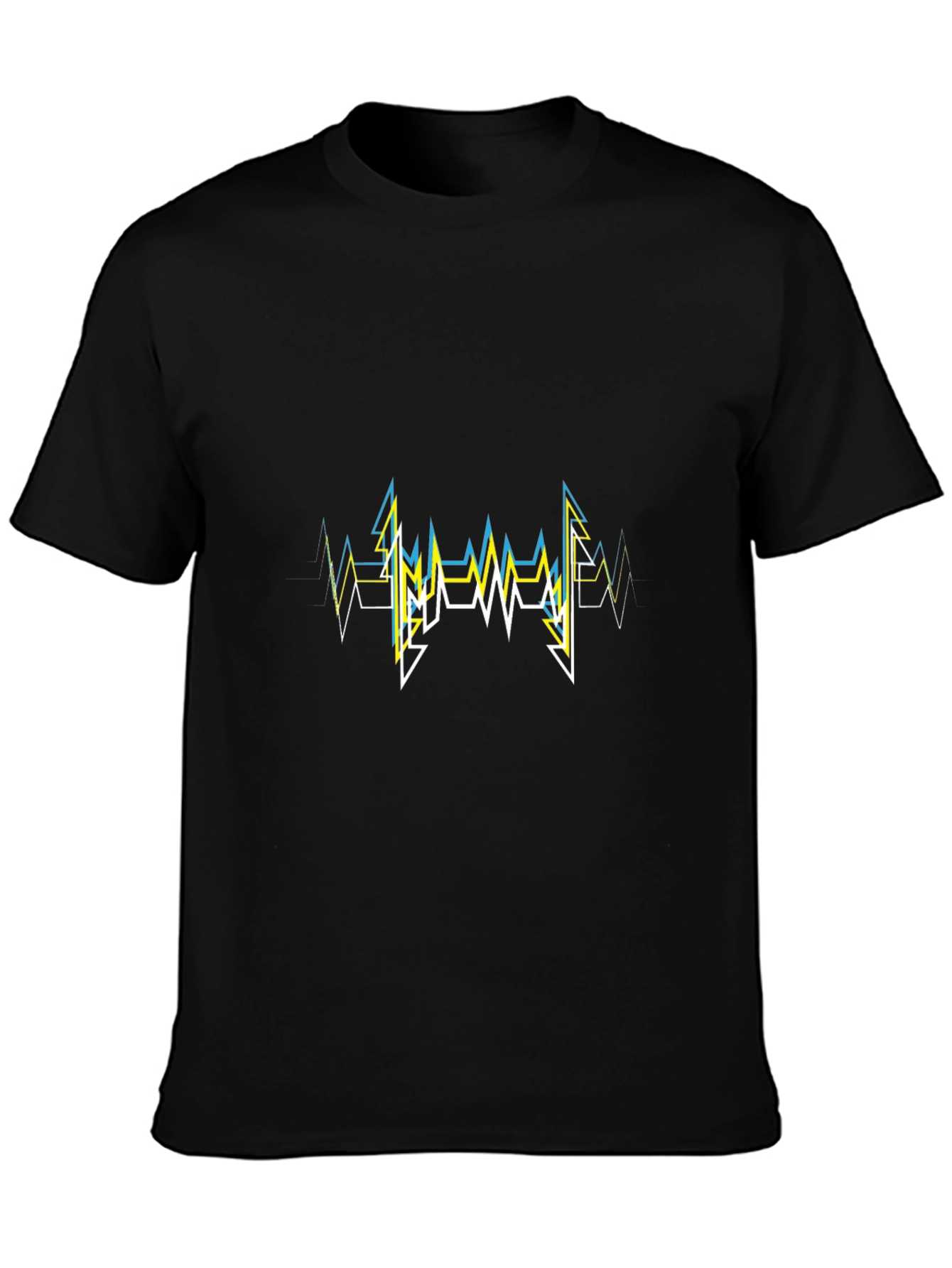 Geometric Heartbeat Graphic Tee - Black