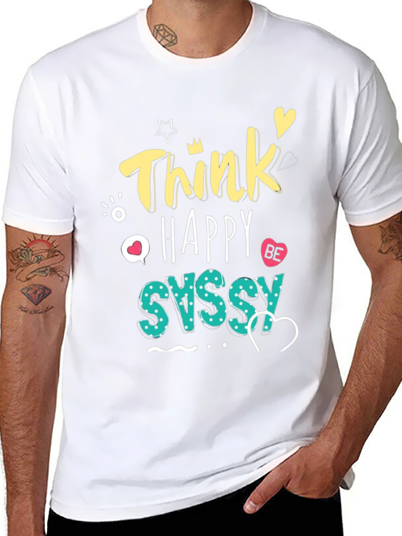 Think Happy Be Sassy Graphic Tee - Black
