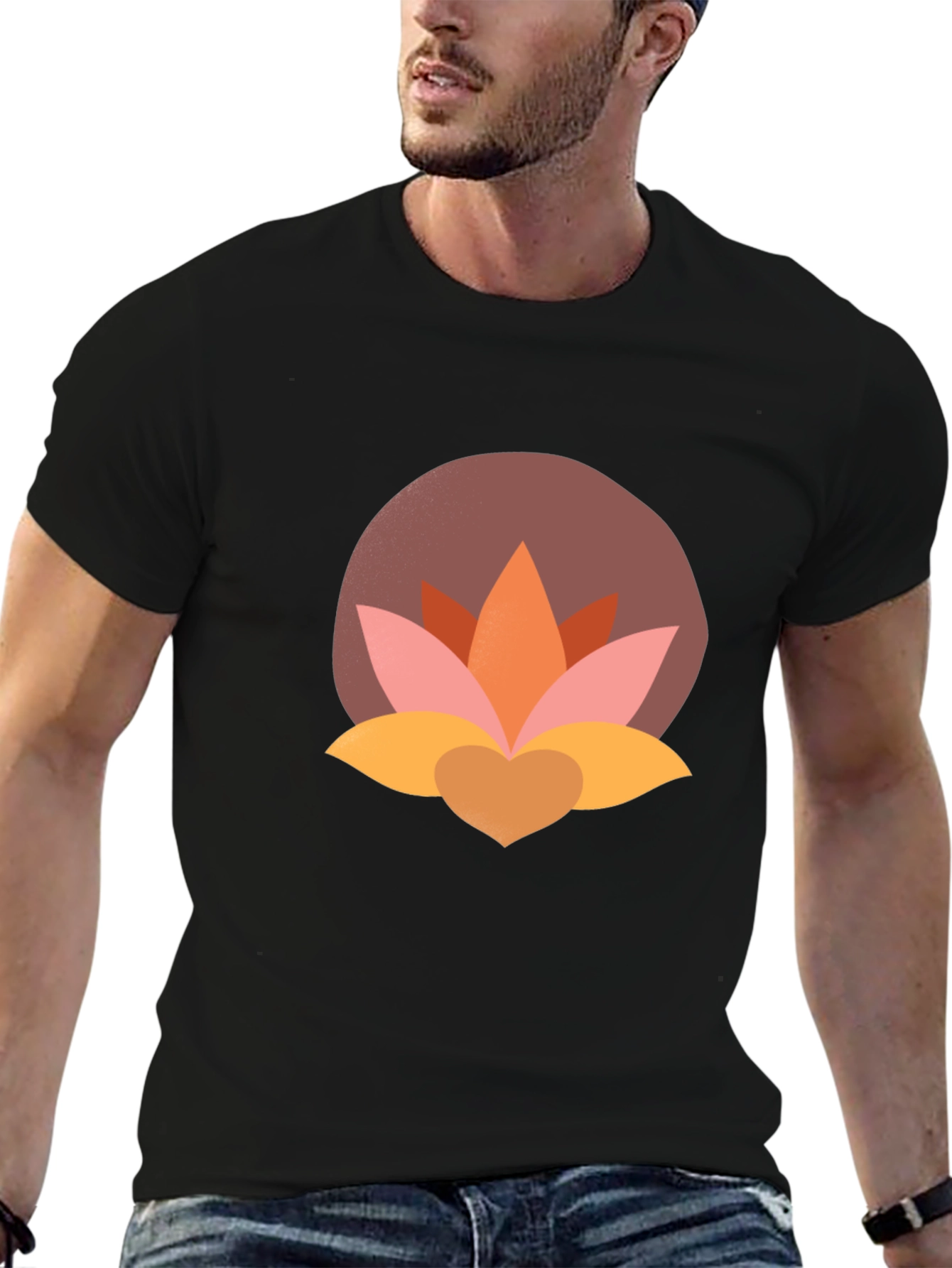 Lotus Flower Graphic Tee - Modern Black T-Shirt
