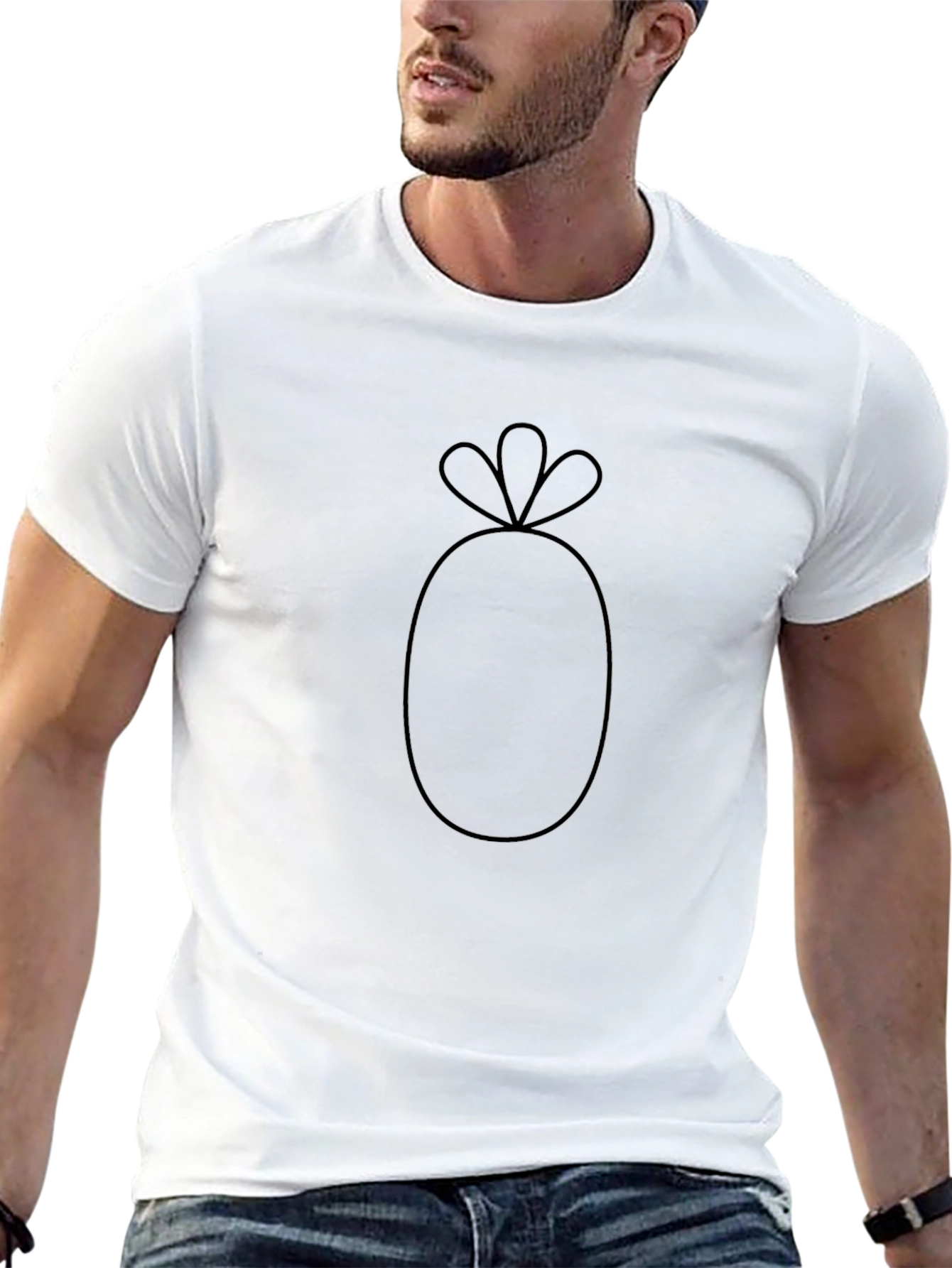 Minimalist Pineapple Graphic Tee - Black
