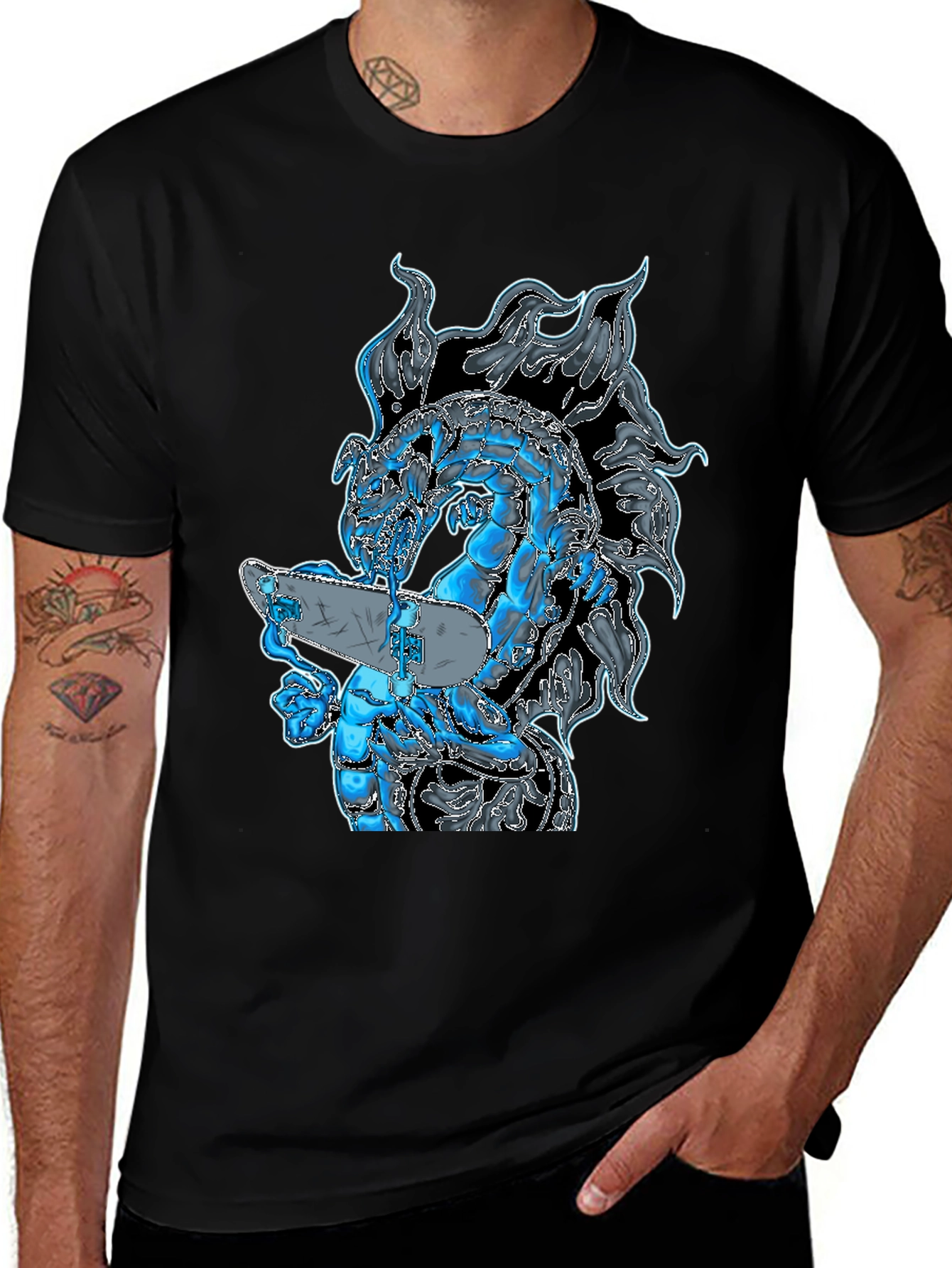 Dragon Skateboard Black T-Shirt