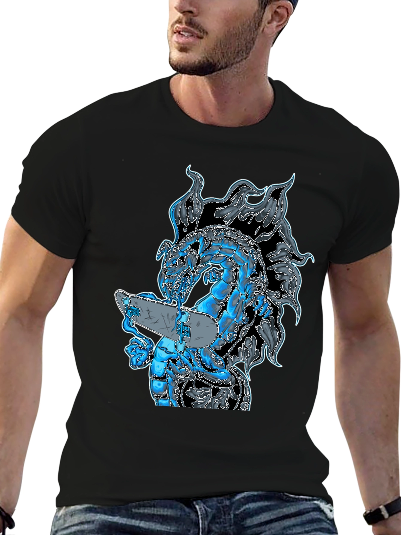 Dragon Skateboard Black T-Shirt