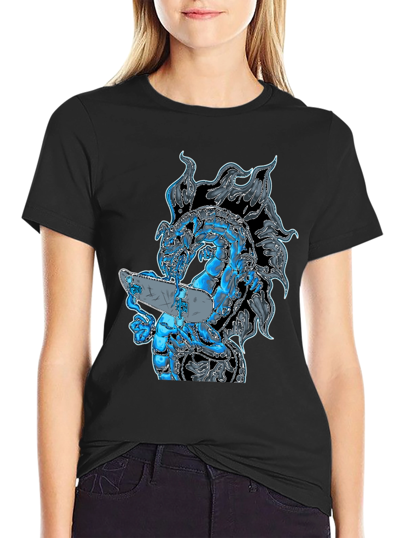 Dragon Skateboard Black T-Shirt