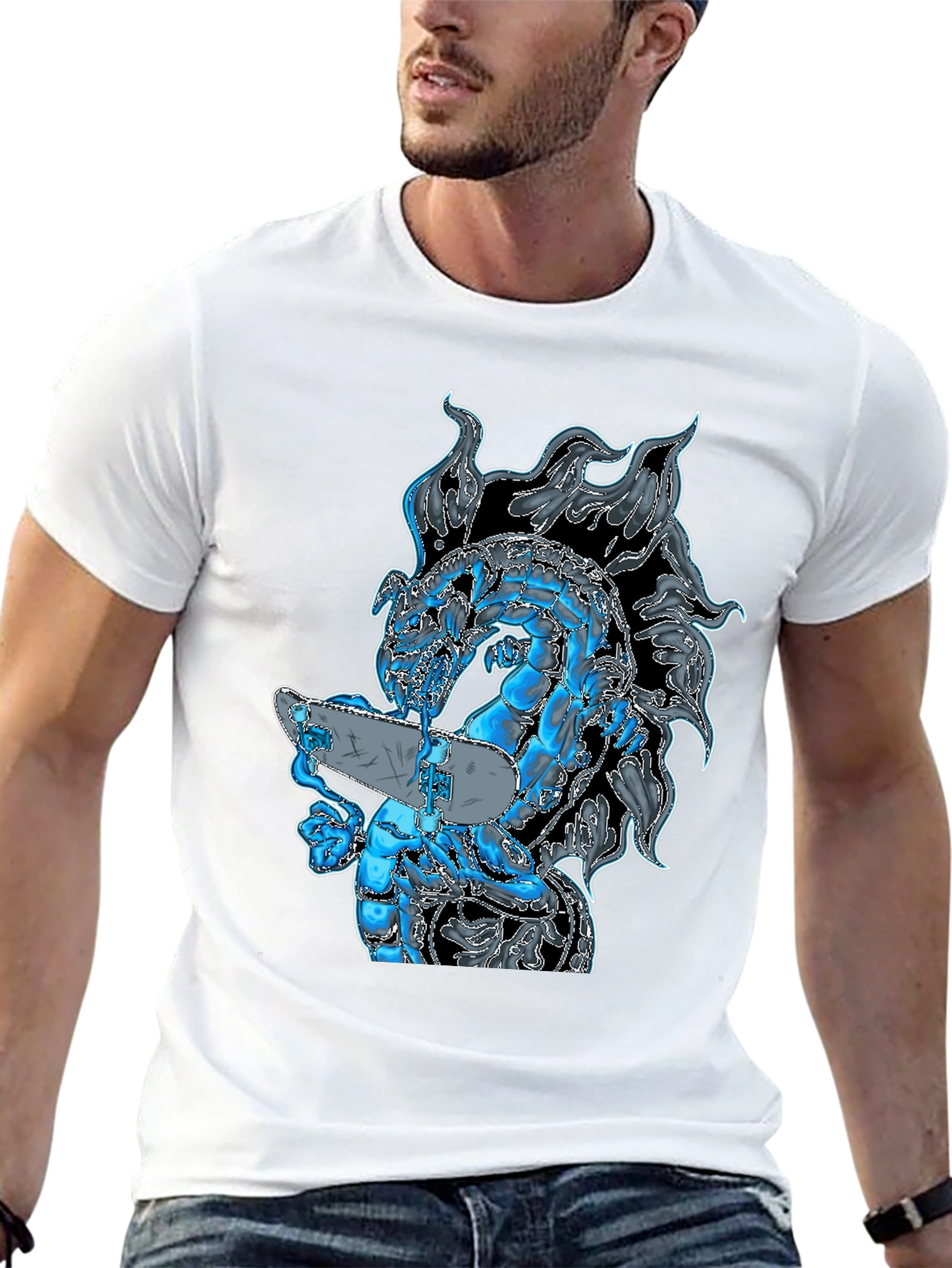 Dragon Skateboard Black T-Shirt