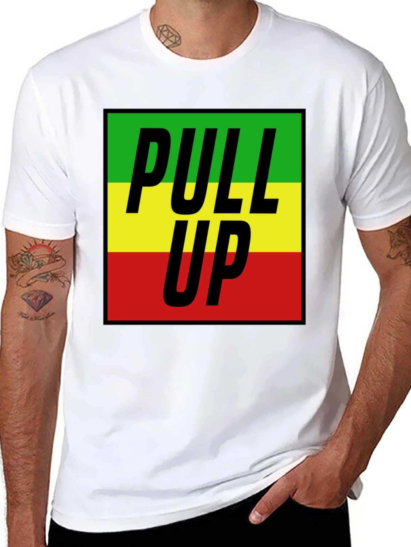 Rasta Pull Up T-Shirt - Black Tee