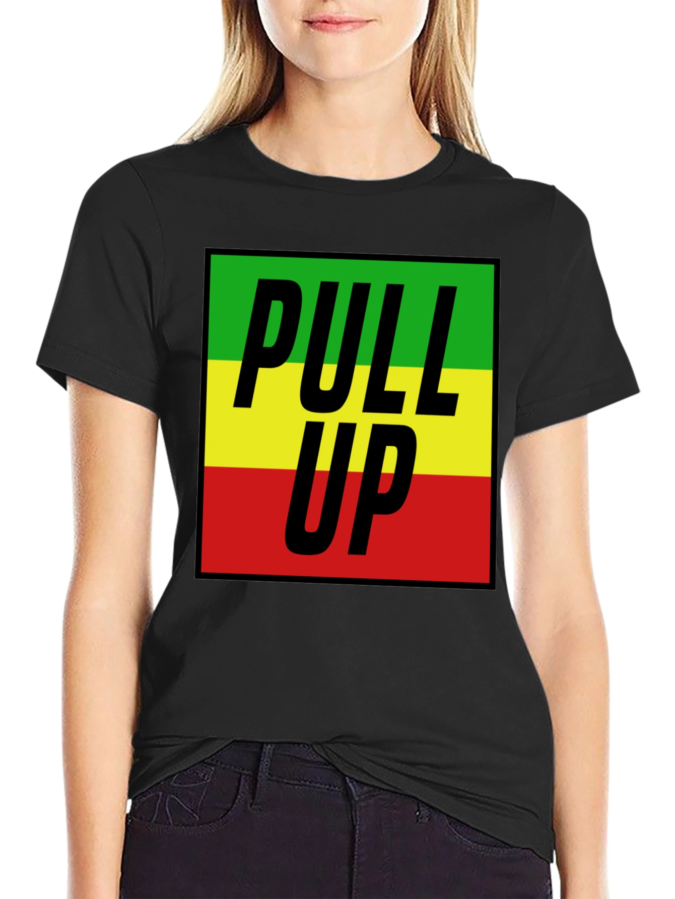 Rasta Pull Up T-Shirt - Black Tee