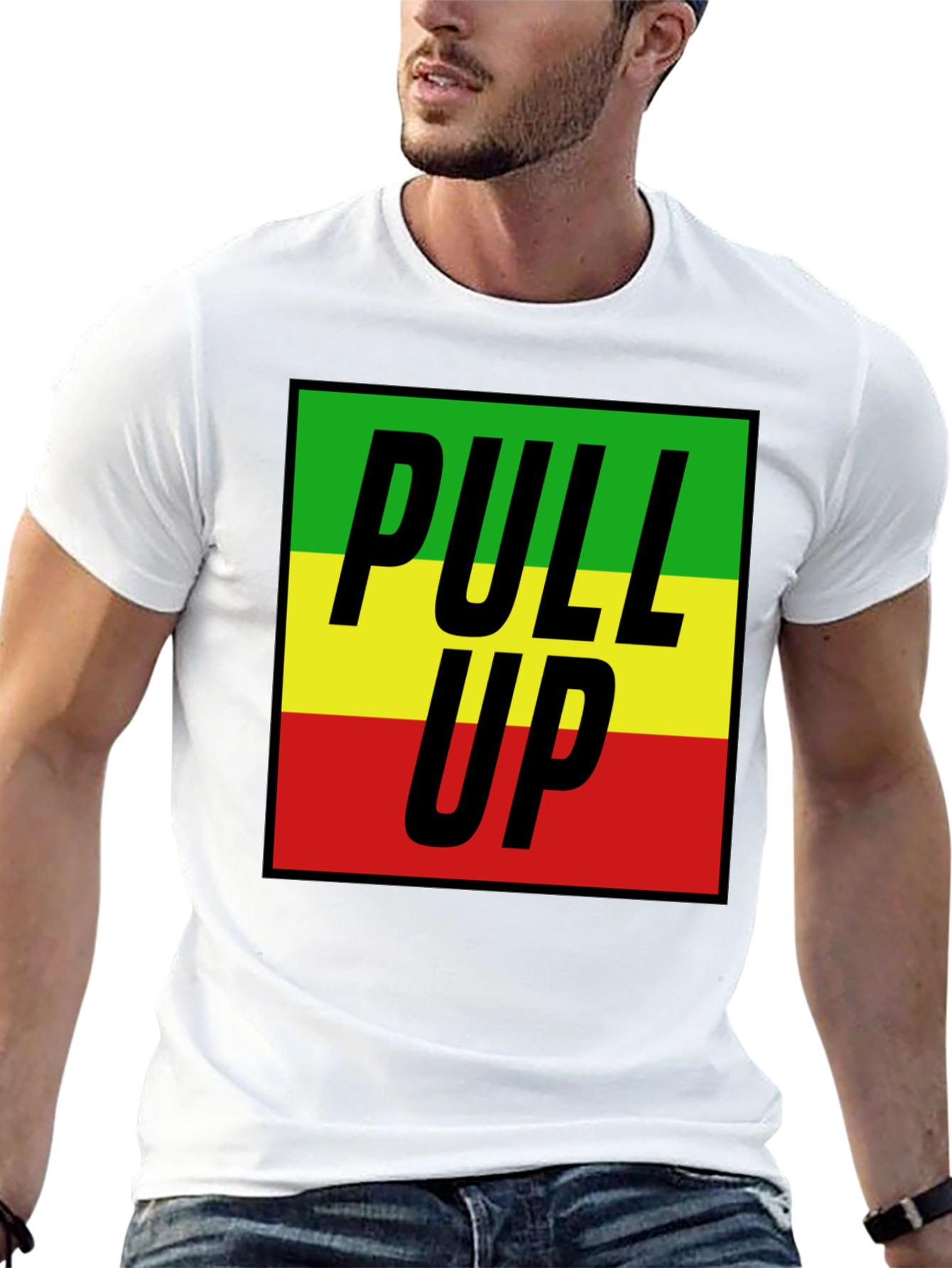 Rasta Pull Up T-Shirt - Black Tee