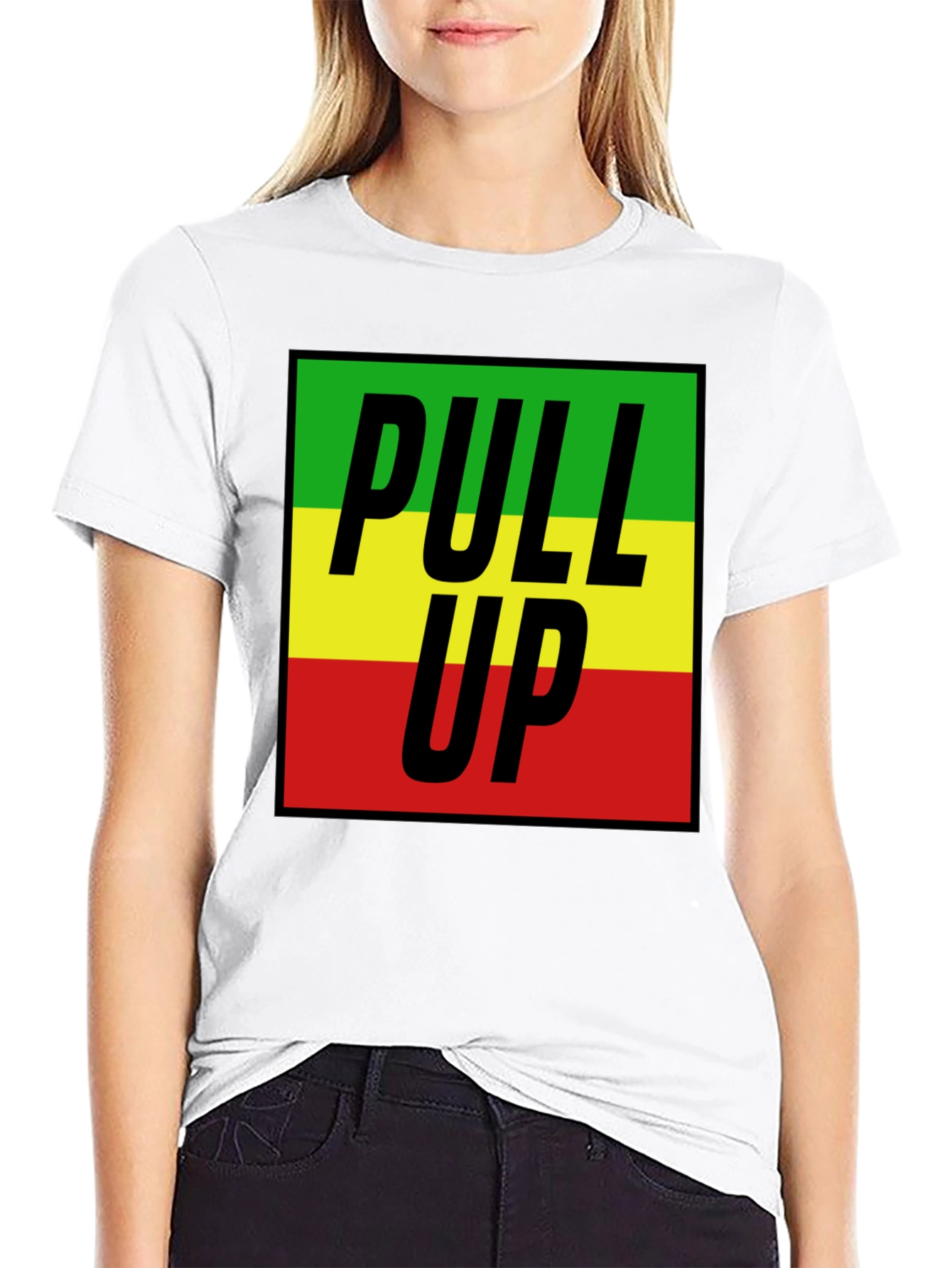 Rasta Pull Up T-Shirt - Black Tee